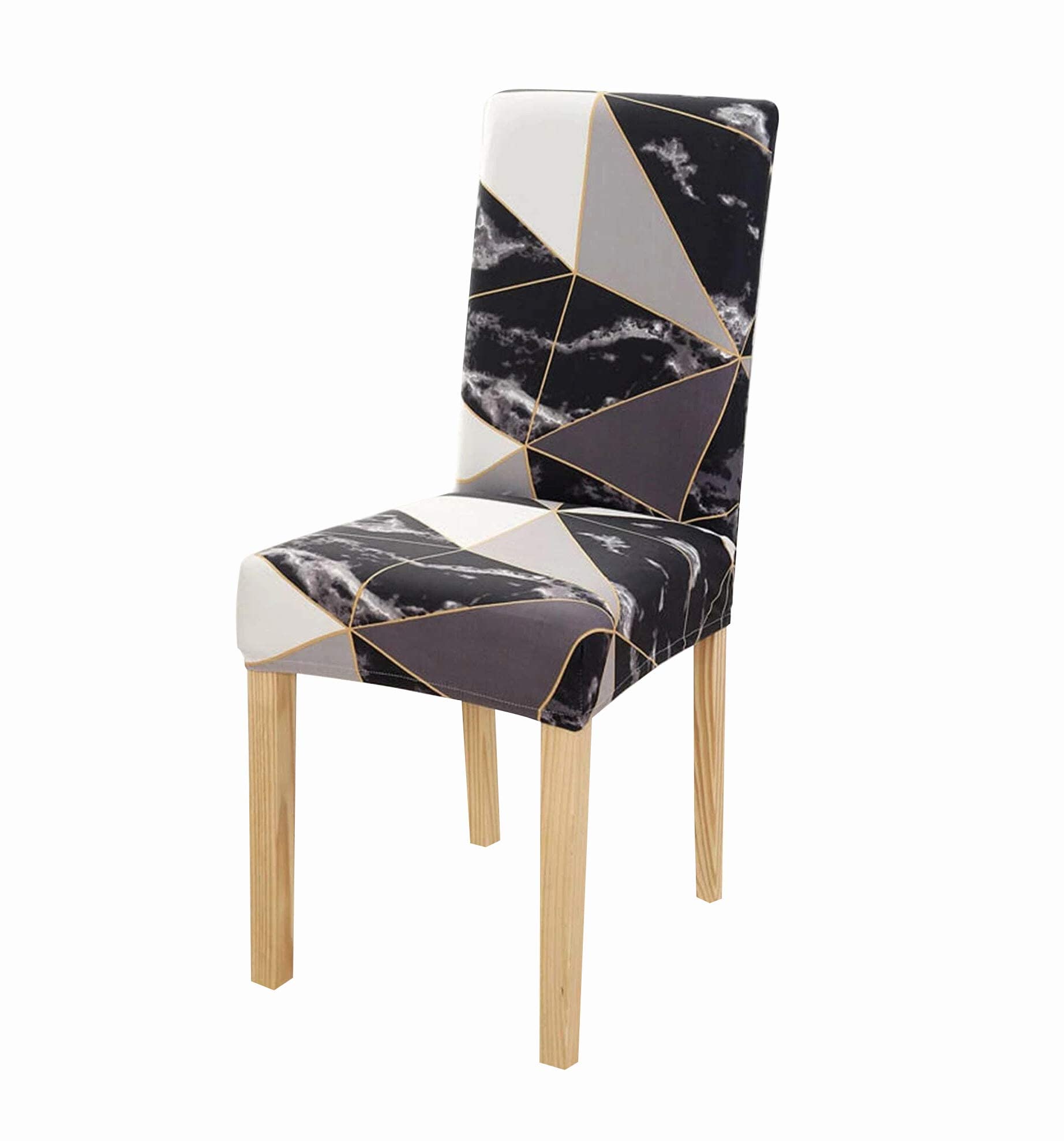 House Of Quirk Polyester Elastic Stretch Removable Washable Short Dining Chair Protector Seat Slipcover (Black Prism)