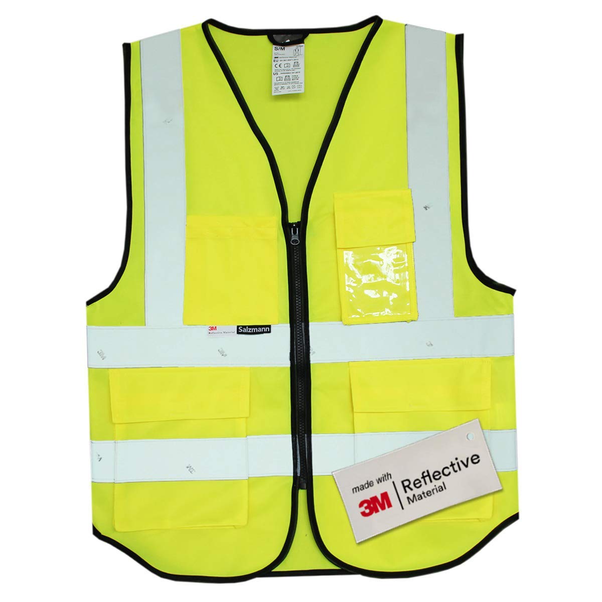 Salzmann 3M Multi-Pocket Safety Vest - Reflective High Visibility Vest - Made With 3M Reflective Material - Meets Ansiisea107