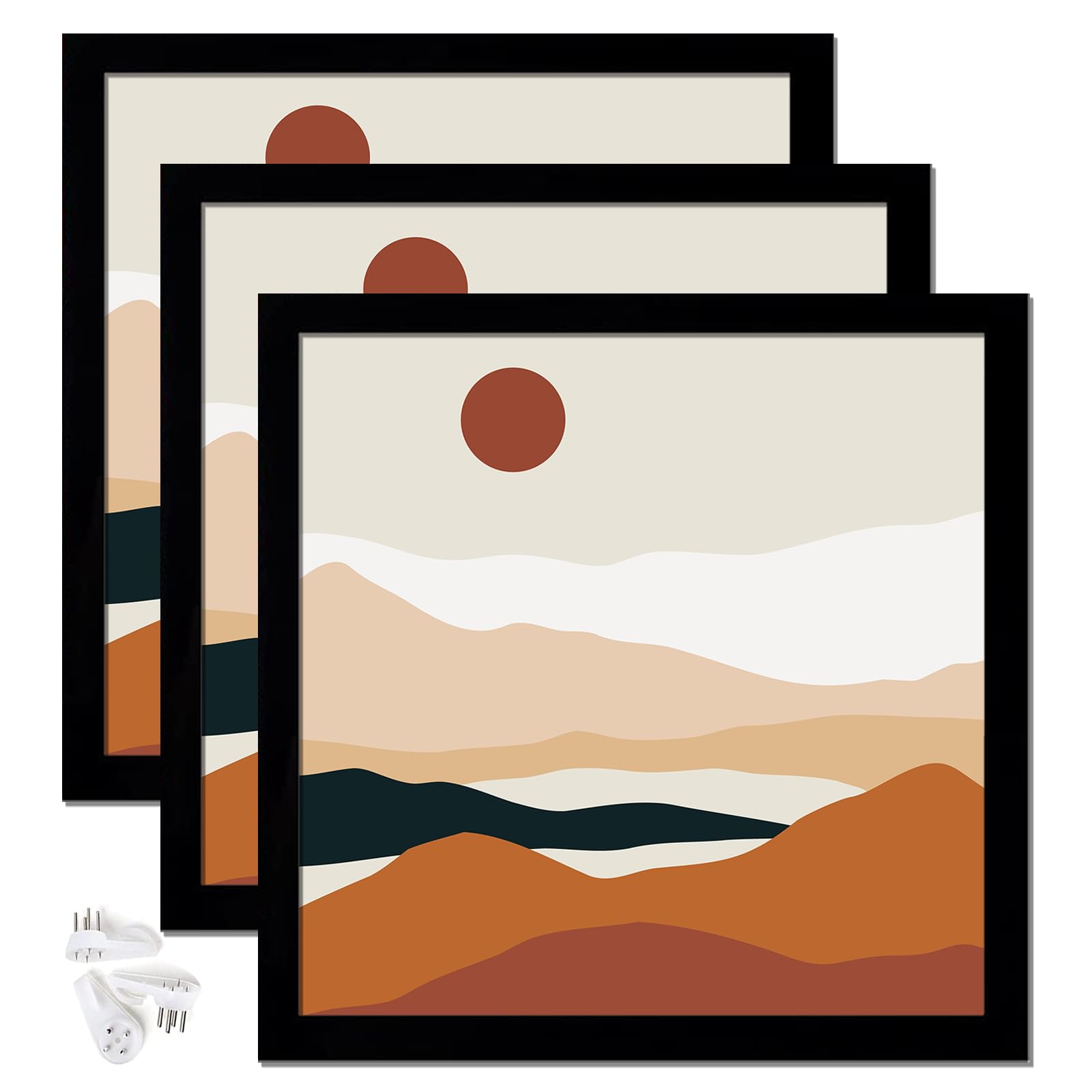 ijuerybai Black 24x24 Picture Frame Set of 3, High Transparent Frame for 24 By 24 Square Photo Collage Canvas Poster Size Wall M