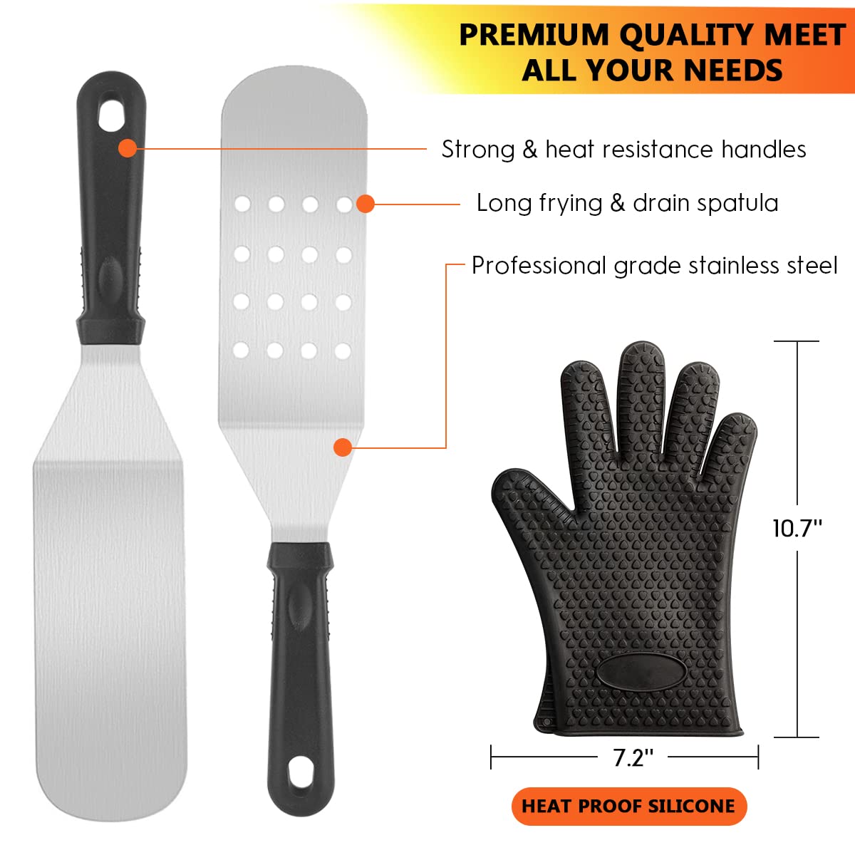 Griddle Accessories Kit  121 Pcs Griddle Grill Tools Set for Blackstone and Camp Chef  Professional Grill BBQ Spatula Set with Basting Cover  Spatula  Scraper  Bottle  Tongs  Egg Ring