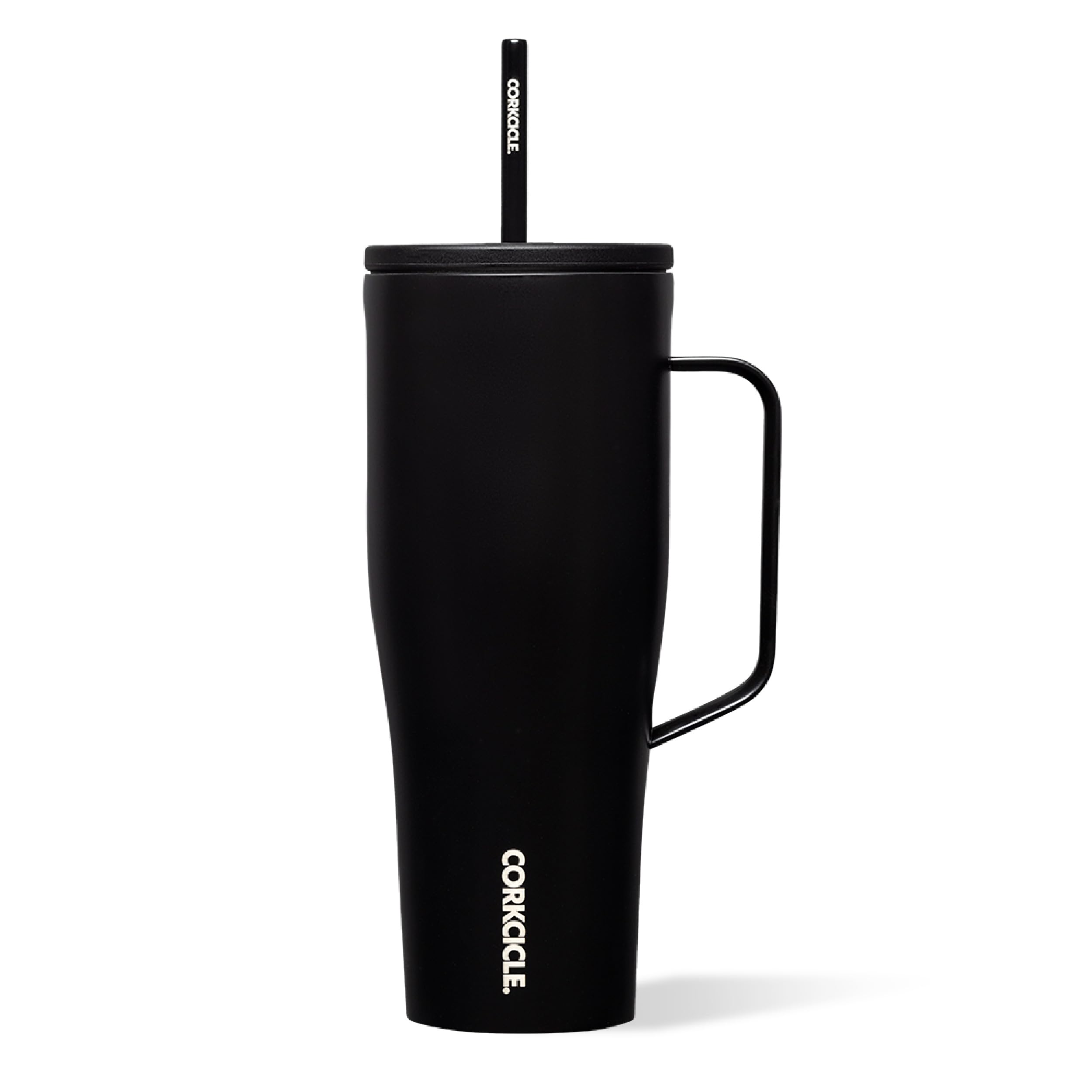 Corkcicle 30oz Tumbler With Handle, Black, Reusable Water Bottle, Triple Insulated Stainless Steel Travel Mug, BPA Free, Keeps B