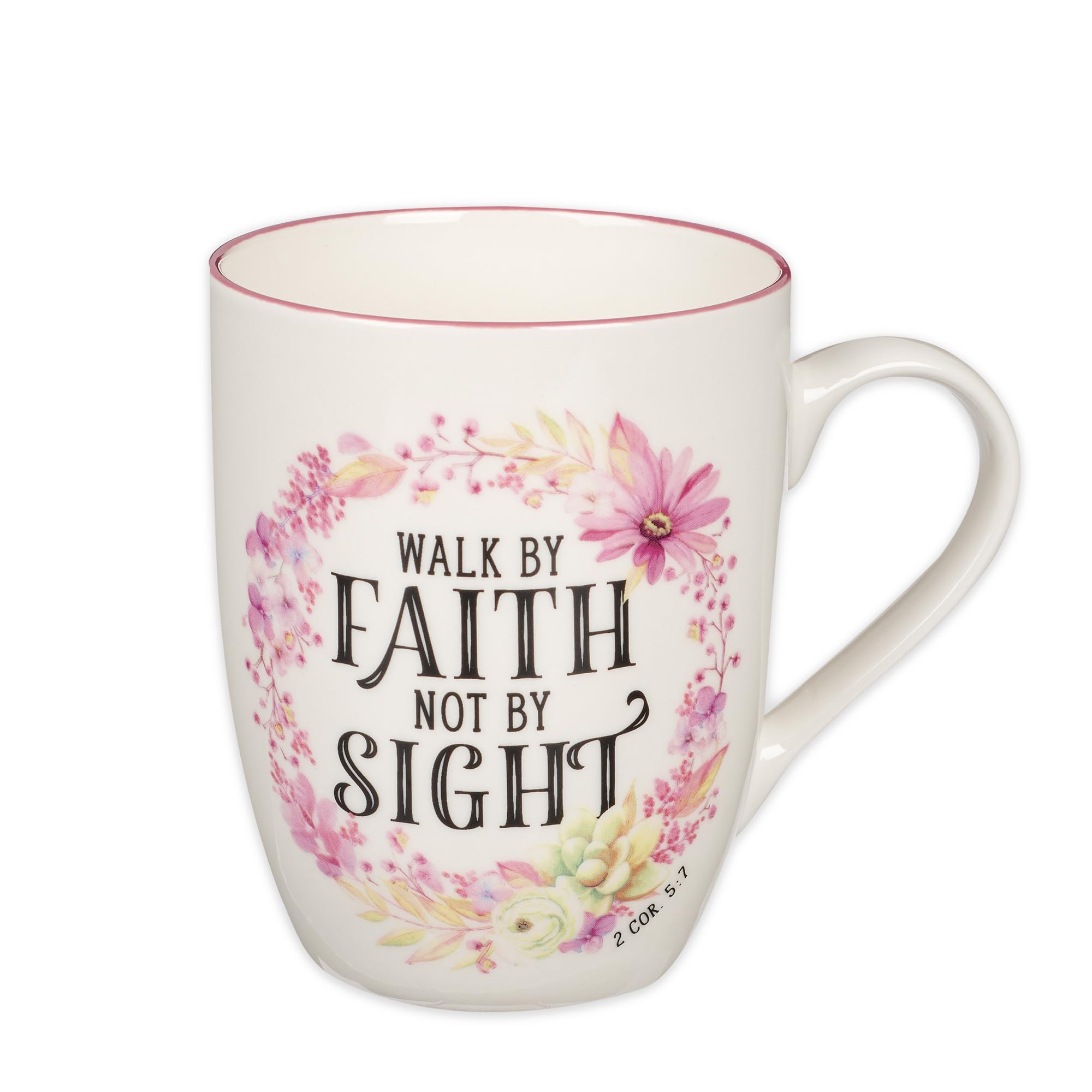 Christian Art Gifts Inspirational Scripture Ceramic Coffee & Tea Mug for Women: Walk by Faith Encouraging Bible Verse Cup, Micro