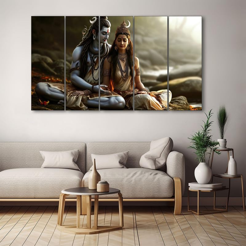 The Castle Decor Shiv Parvati Painting With Frame Big Size 36X60 Wall Art For Living Room,Bedroom,Drawing Room,Hotels-Wooden Fra