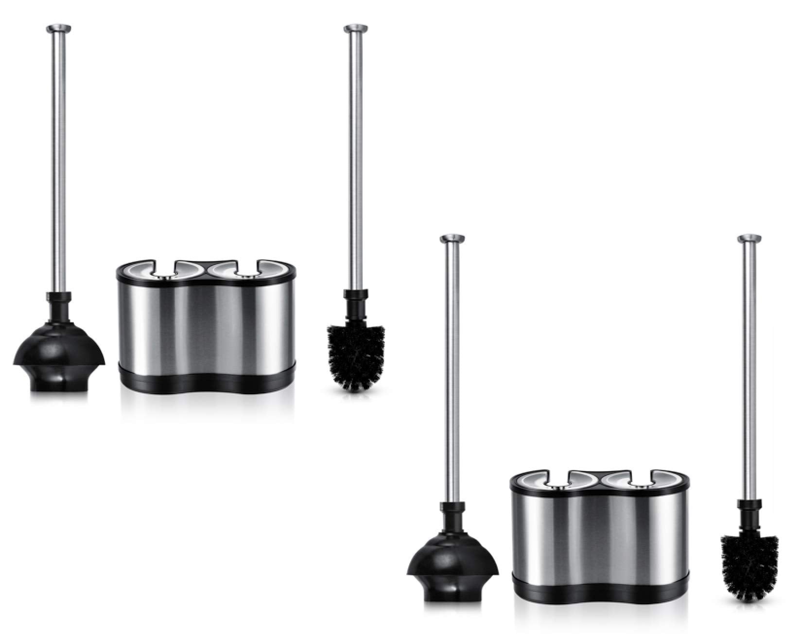 Toilettree Products Modern Deluxe Freestanding Toilet Brush And Plunger Combo - 5.5'' X 9.5'' X 18.5'' (2 Pack)