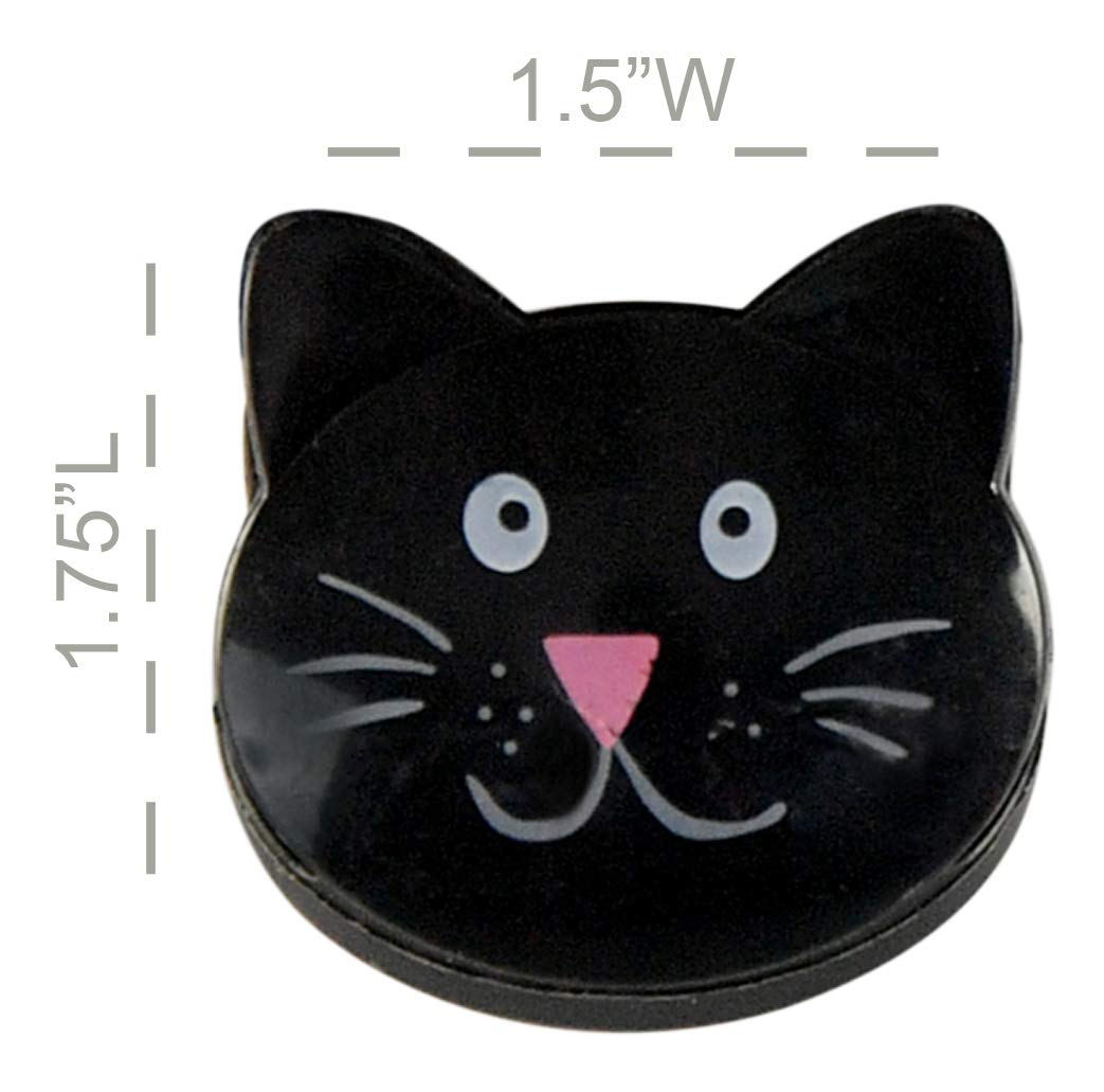 Home-X Cat-Shaped Bag Clips For Chips, Kitchen And Laundry, Black Cat-Face Food Bag Clips, 1.75   L X 1.5    W, Set Of 6