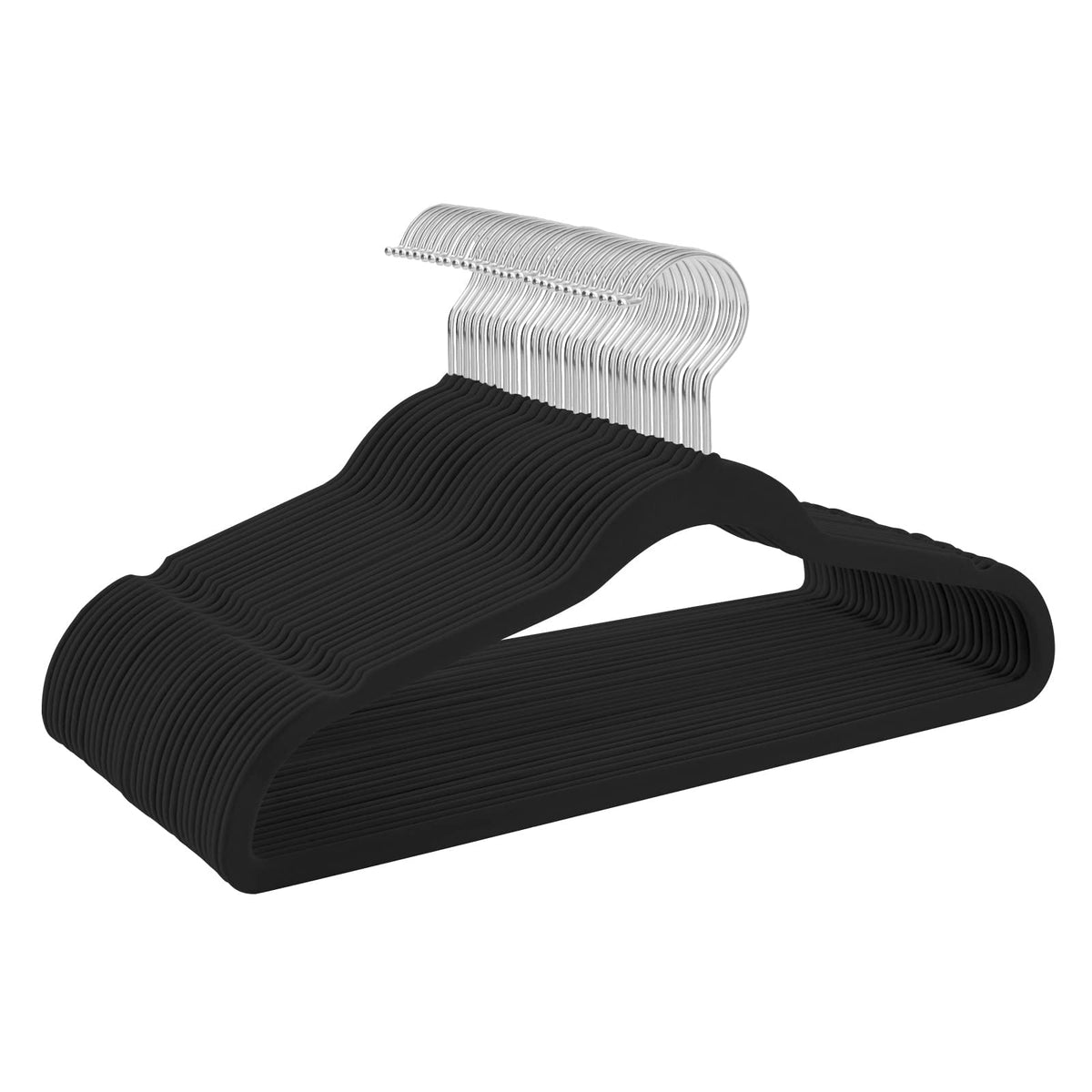 Timmy Hangers Black Velvet Hangers - Suit Hangers (50-Pack) Ultra Thin Space Saving Coat Hanger And Heavy Duty Clothes Hangers W