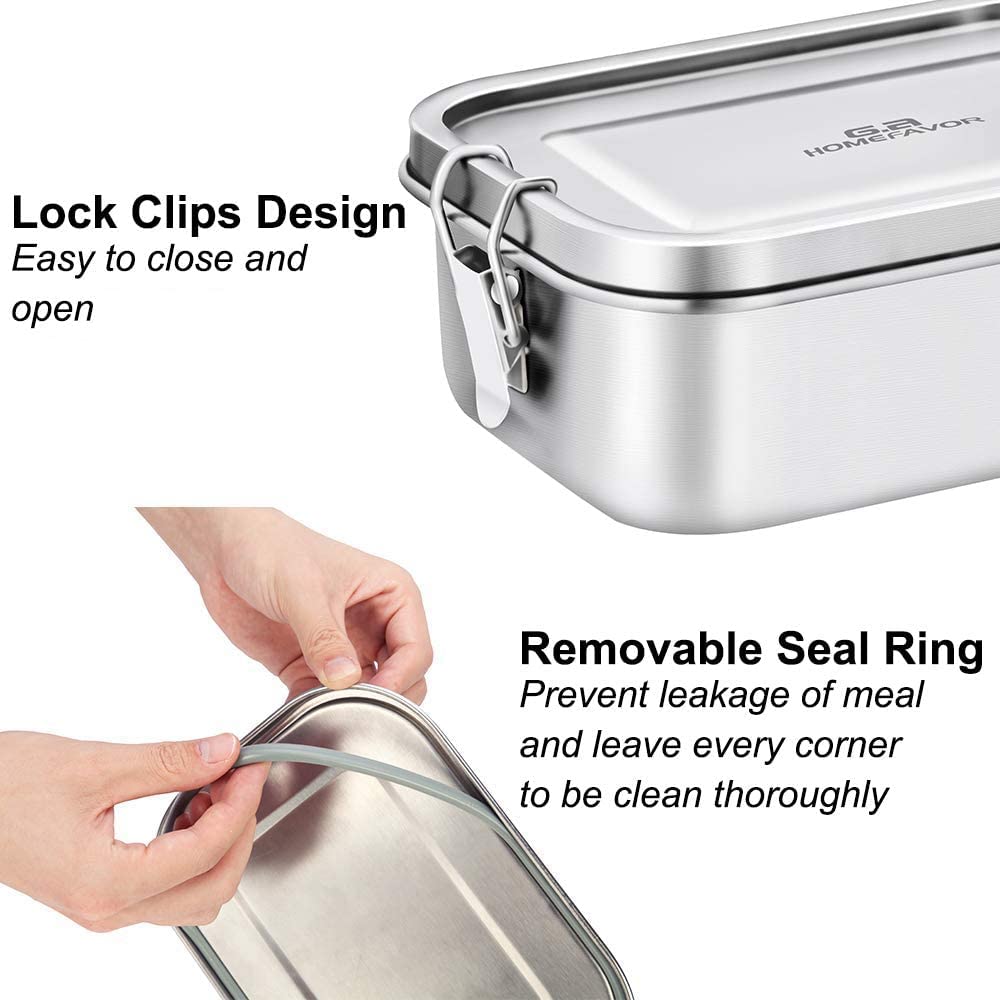 G.a HOMEFAVOR Leak Proof Stainless Steel Bento Box  Metal Lunch Container with 3-Compartment  1200ML  Perfect for Snacks and Salad  Dishwasher Safe