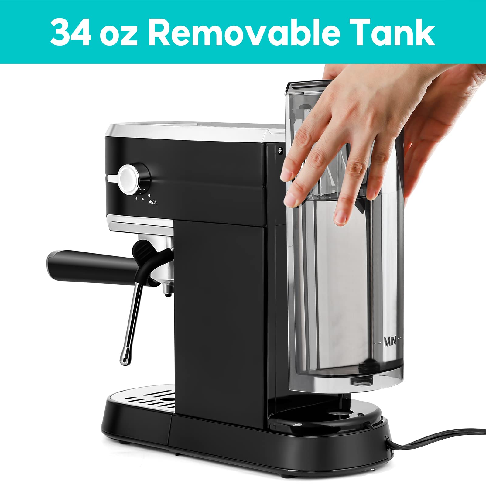 Casabrews Espresso Machine 20 Bar, Stainless Steel Espresso Maker With Milk Frother Steam Wand, Compact Cappuccino Machine For H