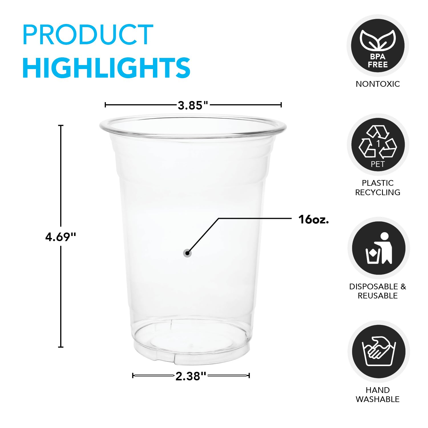 Party Essentials 20 Count Soft Plastic Party Cups, 16-Ounce, Clear