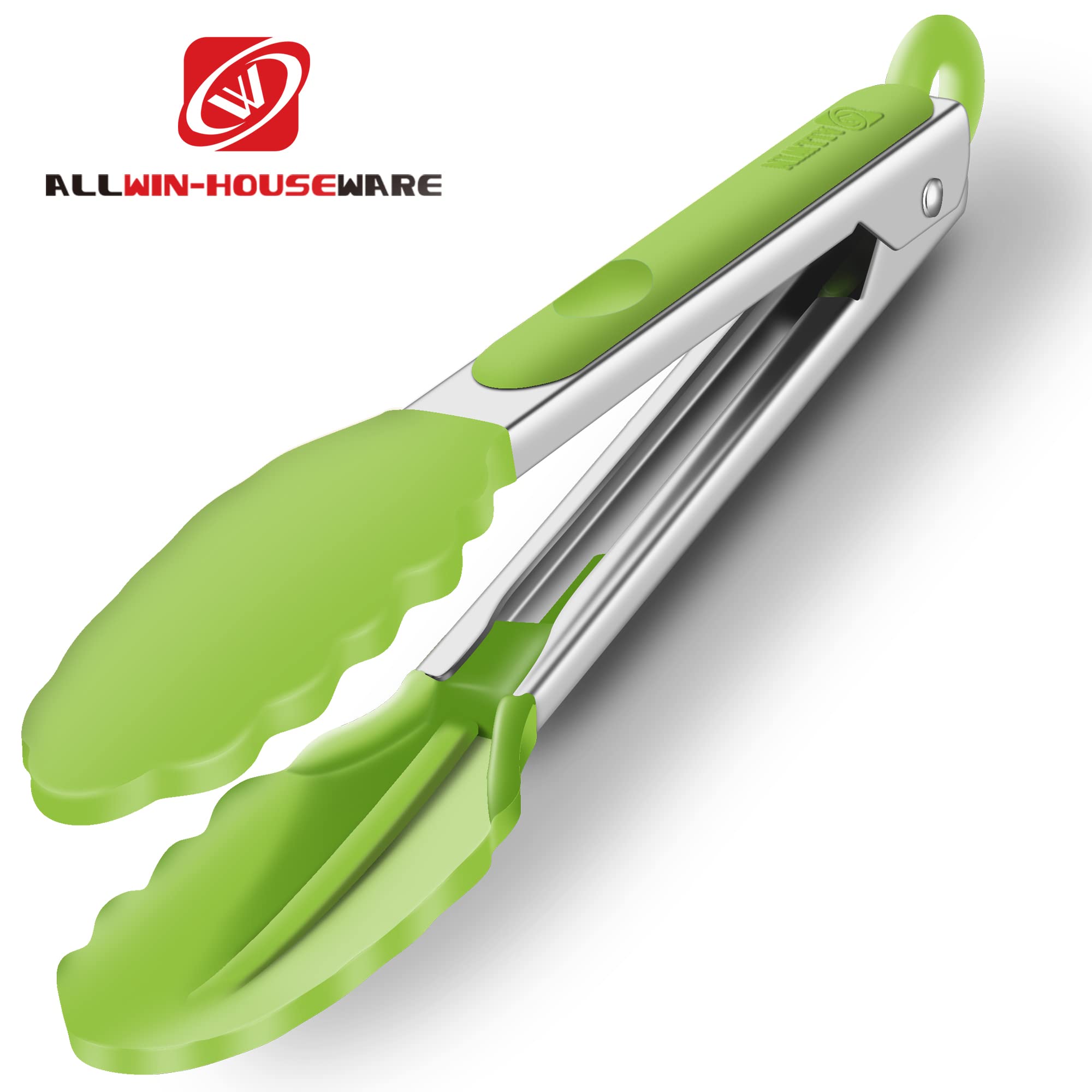 Premium Silicone Set Of 2 Cooking Tongs, 9-Inch & 12-Inch Bpa Free Non-Stick Stainless Steel Bbq Grilling Locking Food Tong, Lig