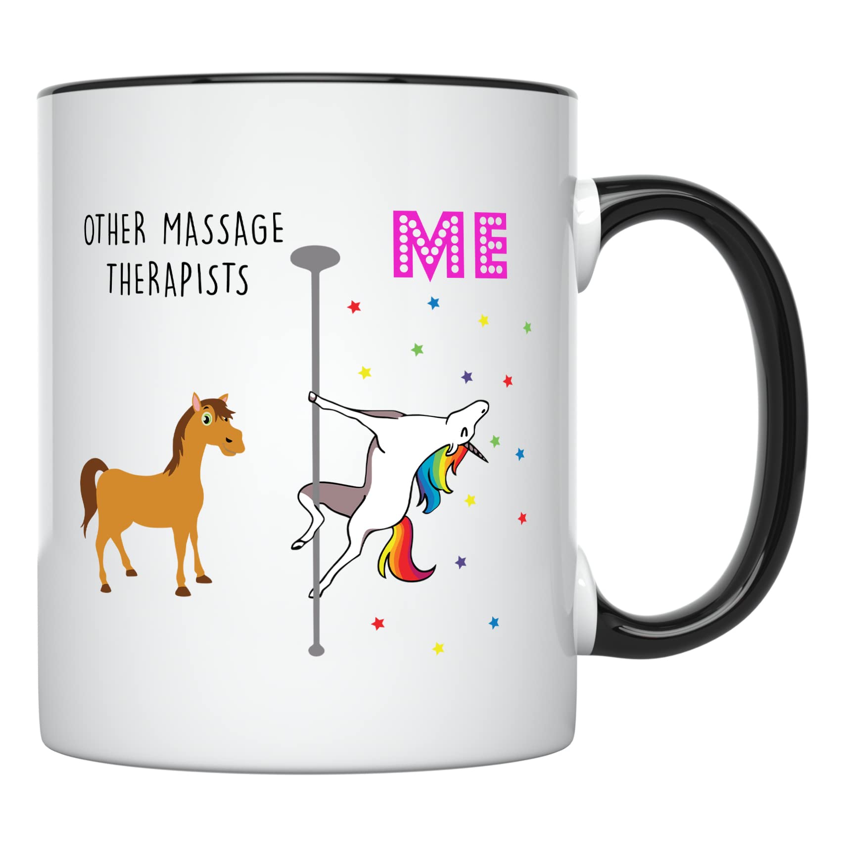 YouNique Designs Massage Therapist Coffee Mug, 11 Ounces, Unicorn Mug, Masseuse Gifts, Massage Therapist Gifts For Women (Black