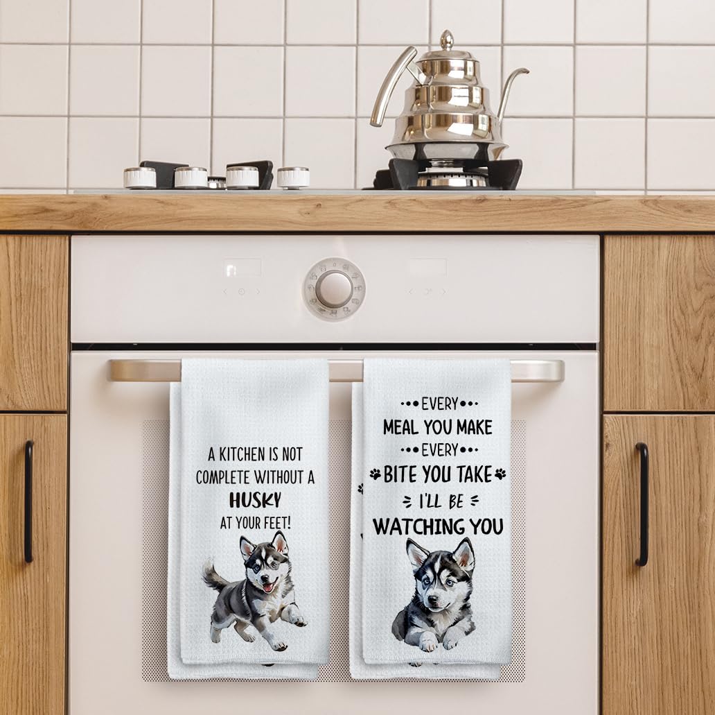Tzhim Husky Gifts Kitchen Towels Set Of 2, Husky Gifts For Husky Lovers Women, Husky Mom Gifts, Husky Dog Gifts Hand Towels, Hus