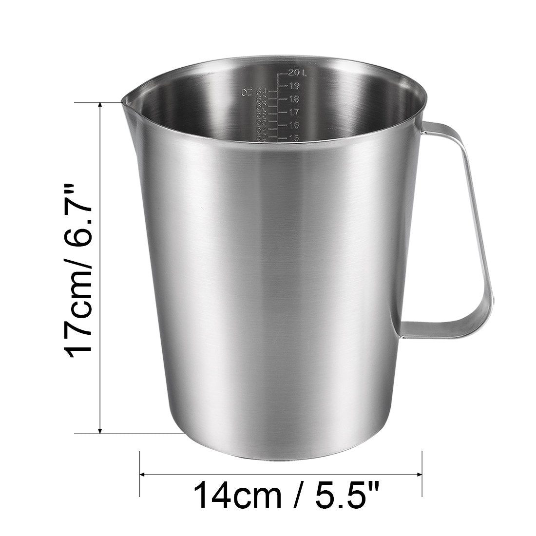Uxcell Measuring Cup 2000Ml 64Oz, 2 Measuring Scales, Including Ml Scale, Ounce Scale, 304 Stainless Steel Graduated Beaker With
