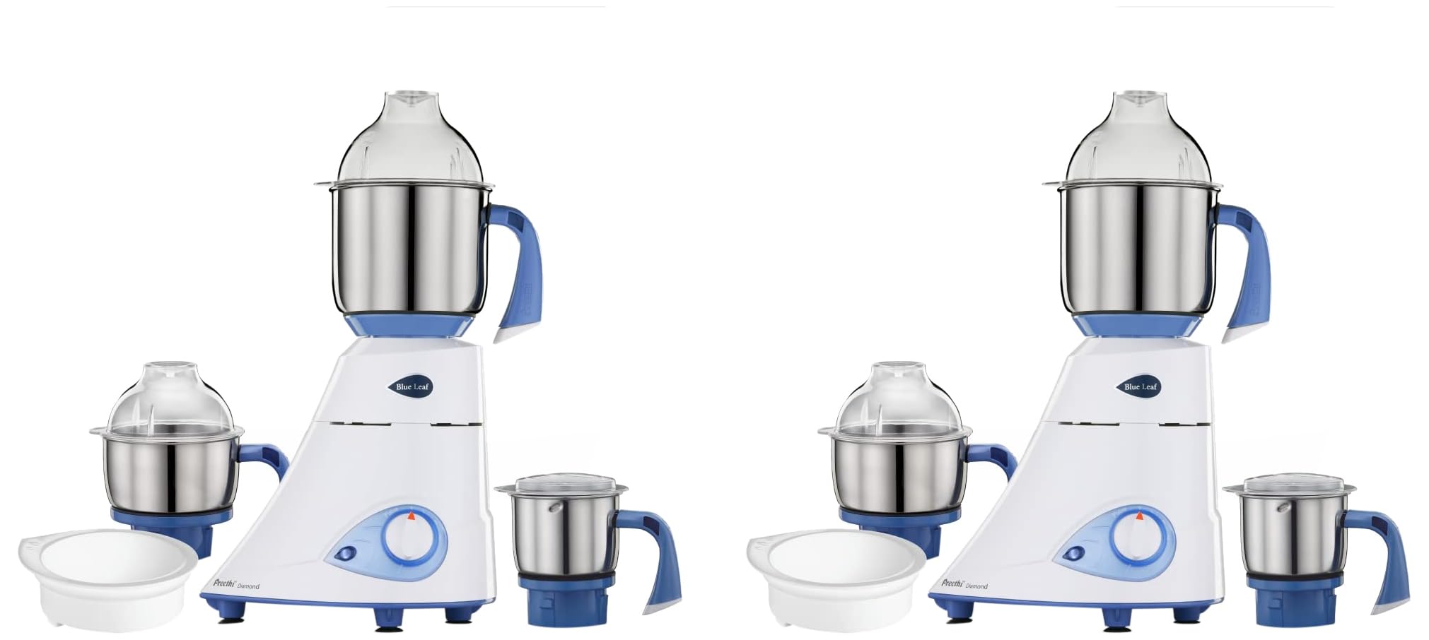 Preethi Blue Leaf Diamond Mg-214 Mixer Grinder 750 Watt (Blue/White), 3 Jars & Flexi Lid, Fbt Motor With 2Yr Guarantee & Lifelon