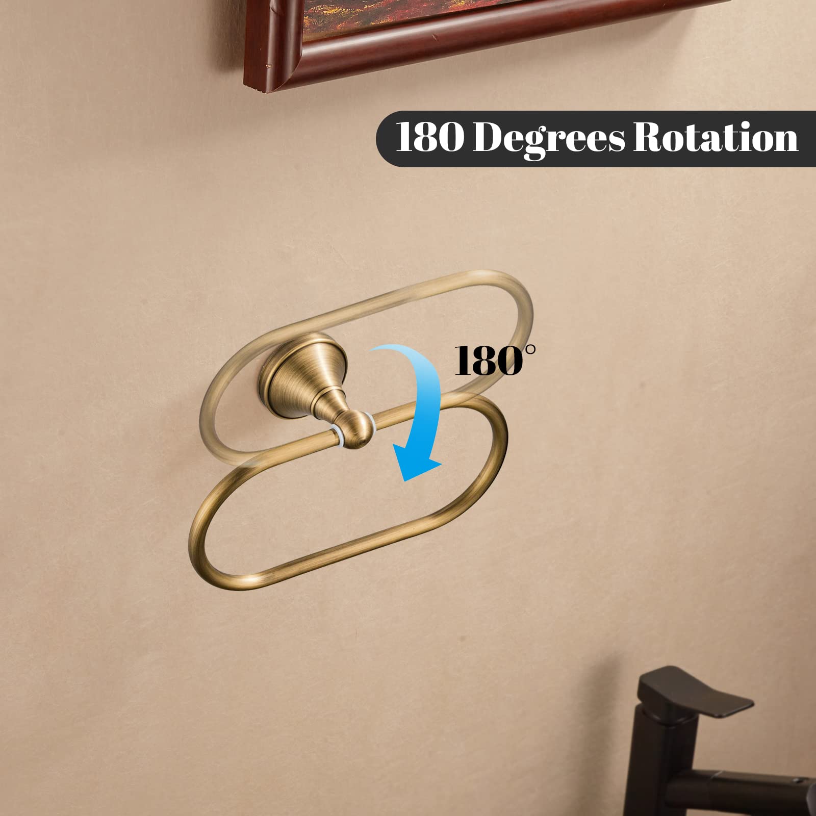 Wolibeer Brass Toilet Paper Holder,Antiquetowel Ring Oval Bathroom Tissue Roll Holder Hanger Bath Accessories Hardware Wall Moun