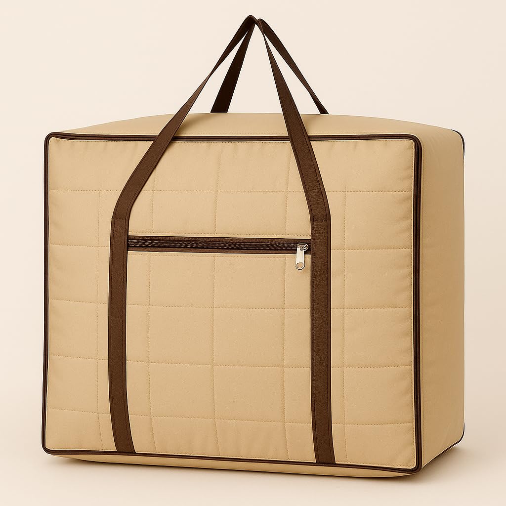 Peafowl Large Size Underbed Storage Bag For Clothes/Blankets/Saree/Household Storage Bag (Golden)