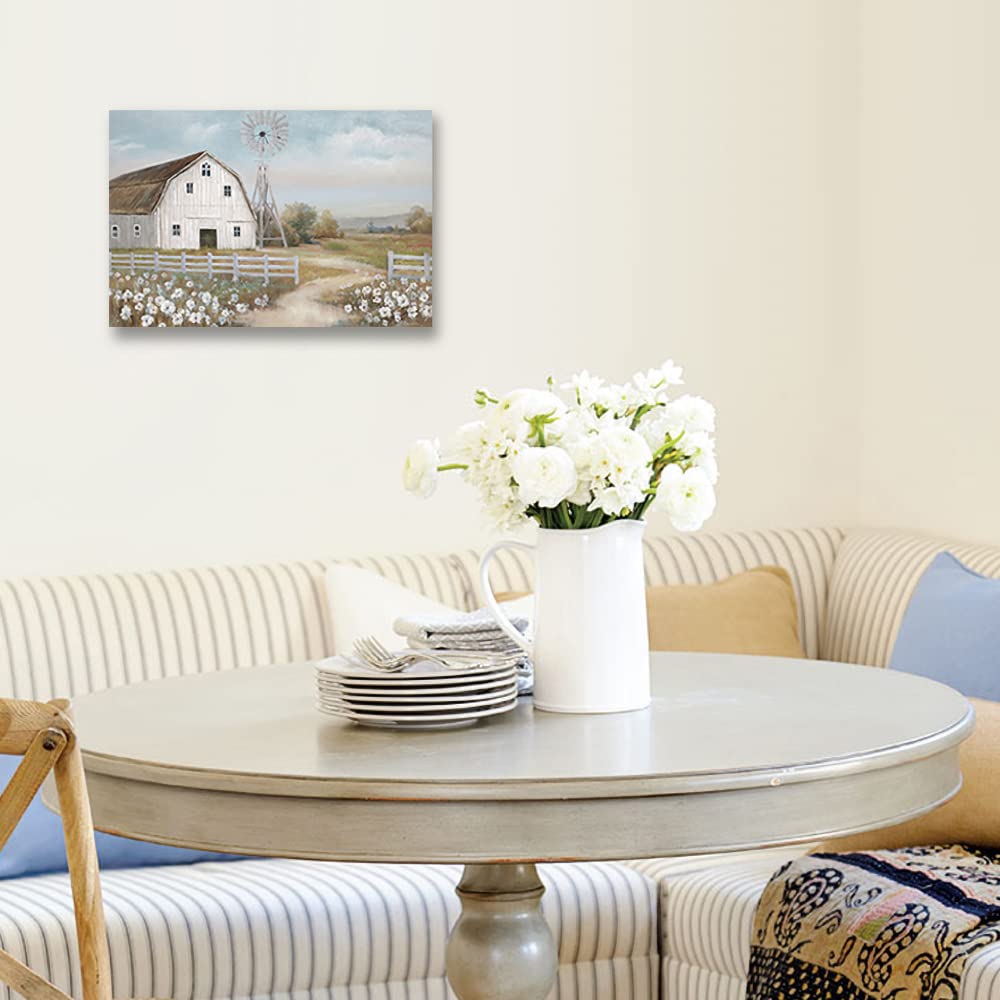 Barn Painting Barn And Flowers Wall Decor Rustic Bedroom Wall Decor Barn Prints Farmhouse Old Barn Wall Art Farmhouse Barn Windm