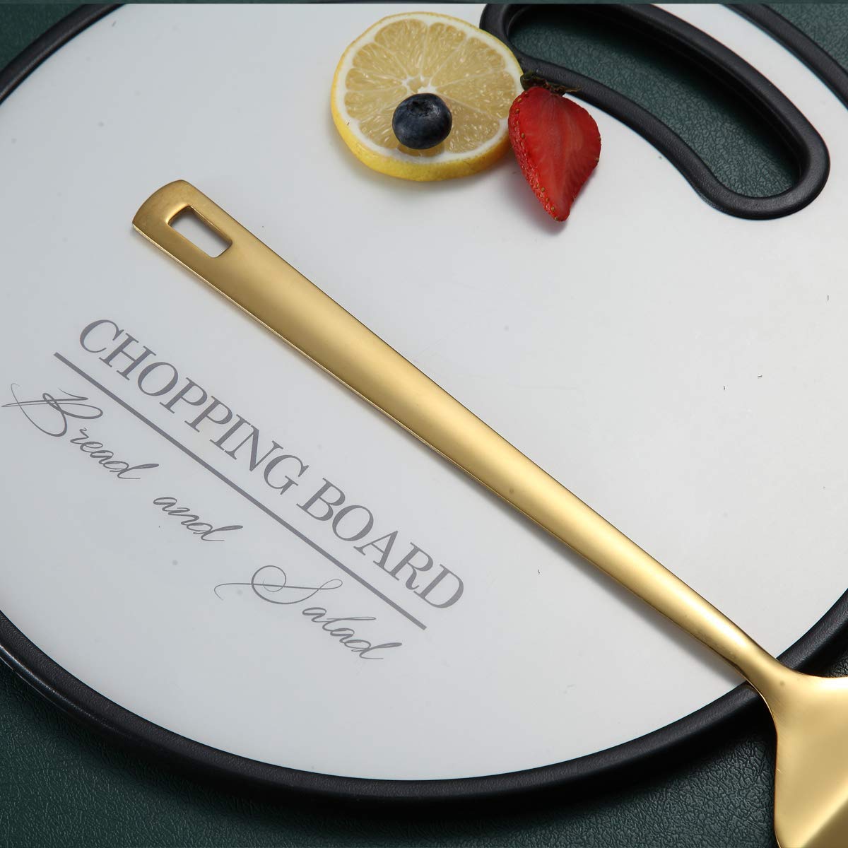 Gold Cooking Spoons, Berglander 6 Pieces Spatula Set Stainless Steel, Metal Spatula, Serving Spoon, Kitchen Tools Set Non-Stick