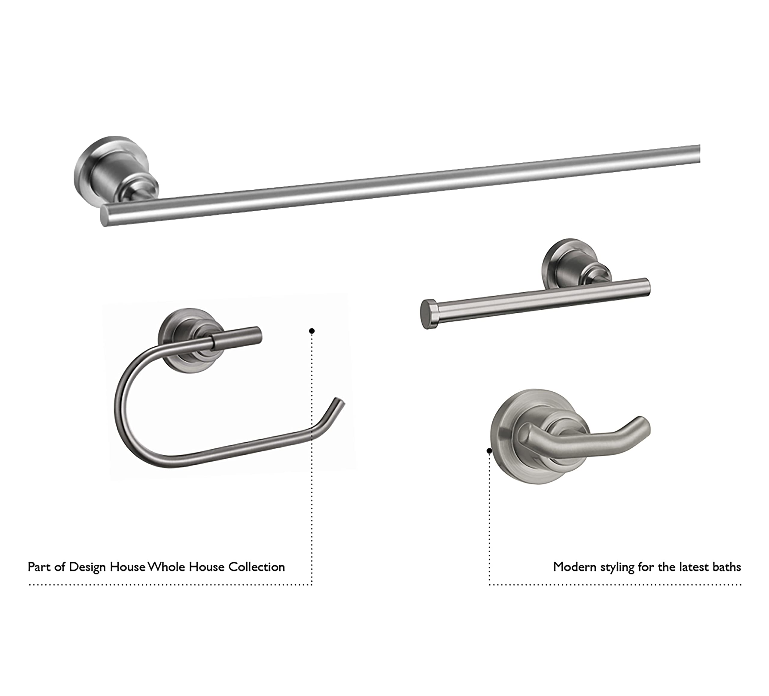 Design House 560383 Geneva Contemporary Toilet Paper Holder For Bathroom, Satin Nickel, 1 Count (Pack Of 1)