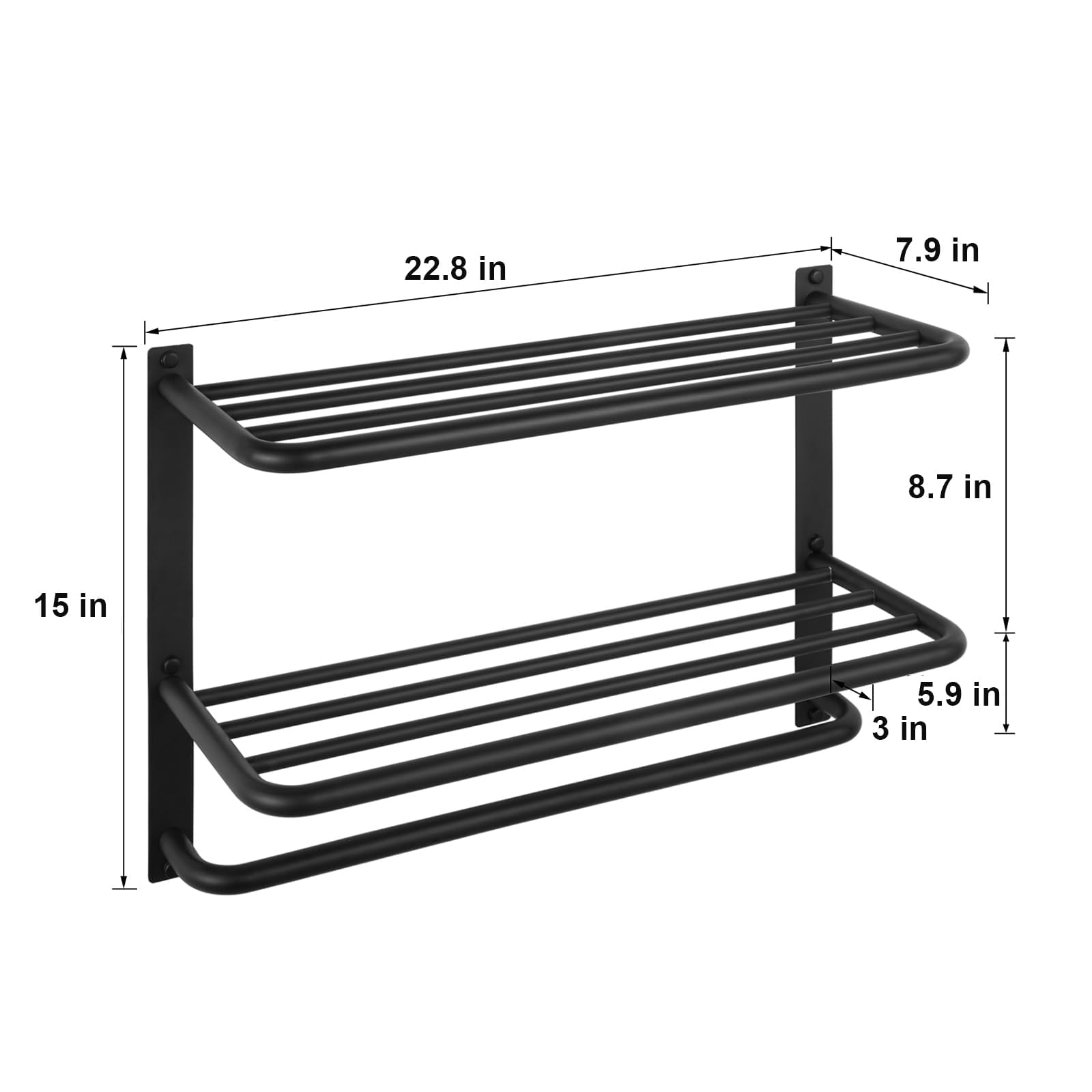 Towel Rack For Bathroom, Dewvie 23 Inch Tower Holder With Tower Bars, Sus 304 Stainless Steel Lavatory Bath Towel Shelf Towel Ha