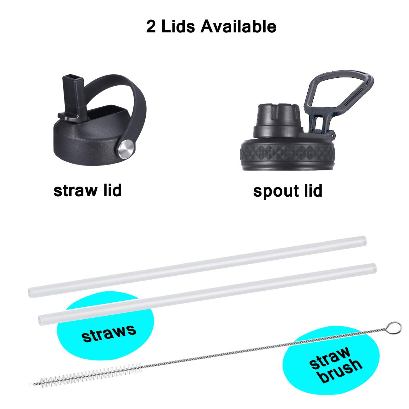 Sendestar Stainless Steel Water Bottle, Insulated Water Bottle 40 Oz With New Straw Lid Or Spout Lid Keeps Liquids Hot Or Cold W