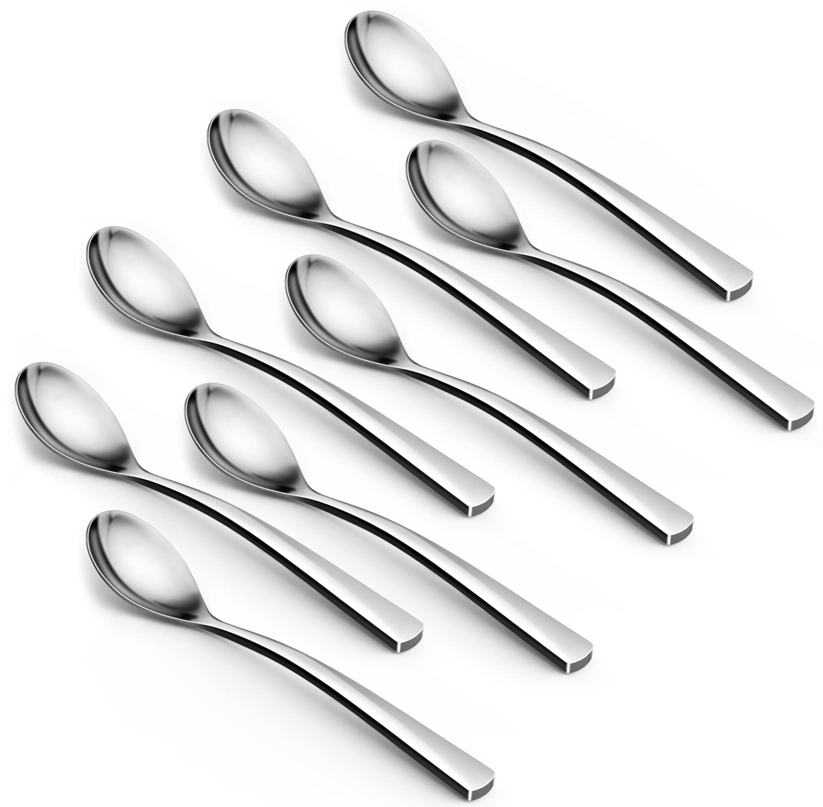 Coffee Spoons,8-Piece Glamfields 6.15'' Teaspoons With A Long Handle, Demitasse Espresso Spoons Set Food Grade Stainless Steel S