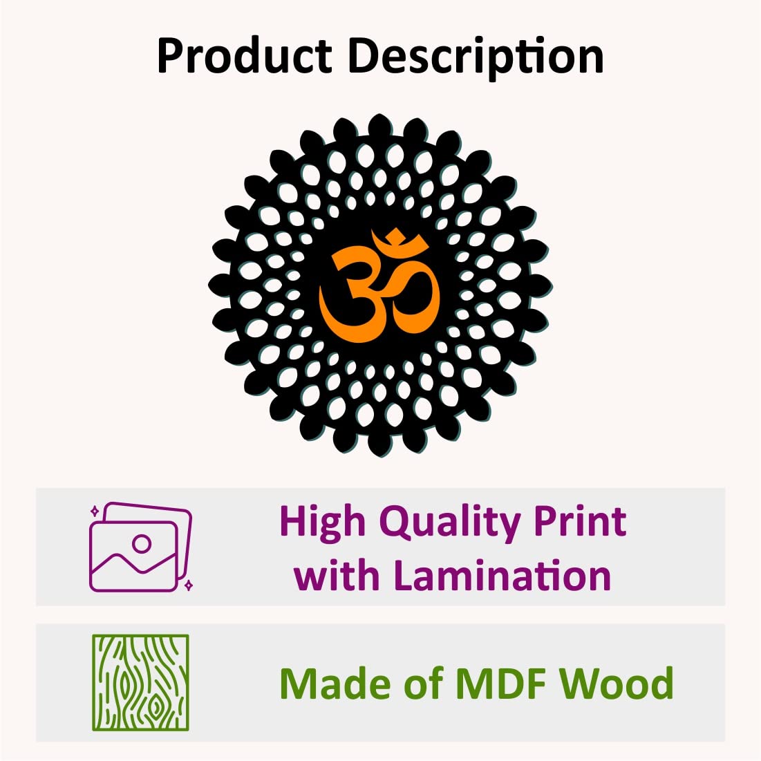 GOOFY SHOP Om Wooden Wall Decor (18 Inches, Black and Golden)