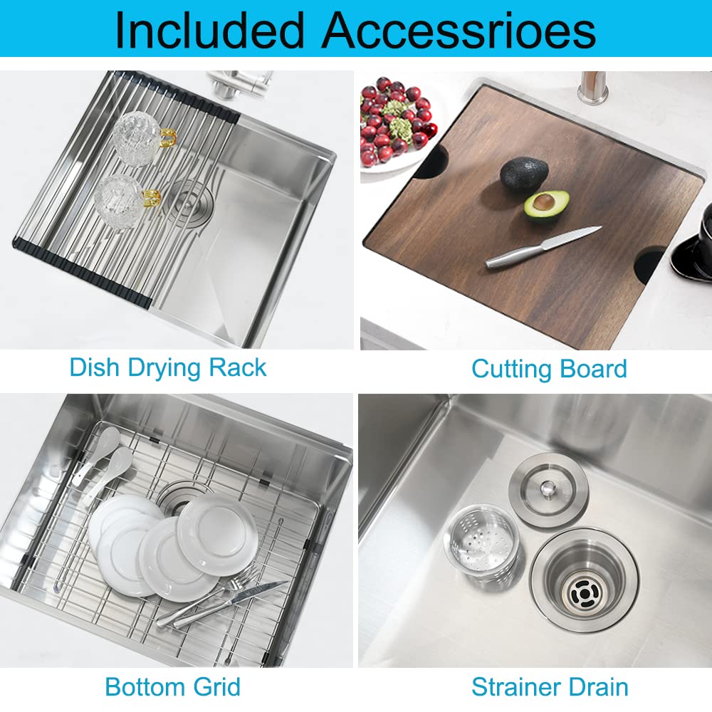 Boomhoze 21 Inch Undermount Bar Sink, 21X18 Undermount Kitchen Sink 16 Gauge Stainless Steel Outdoor Kitchen Sink Small Bar Sink