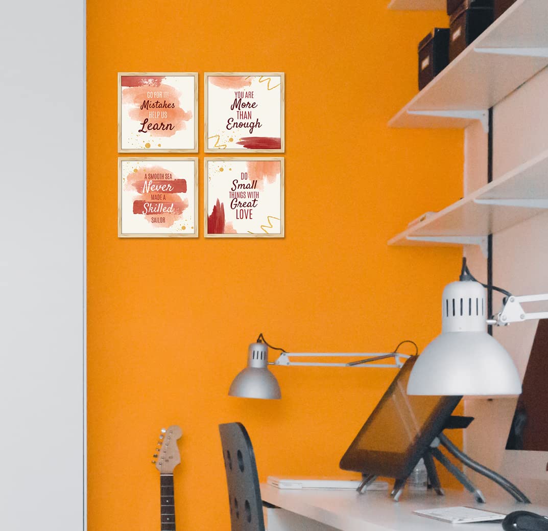 Artx Paper Motivational Quotes Wall Frame Art Painting, Framed Paintings For Home Office Decor 19 X 19 Inches, 9.5 X 9.5 Each, M