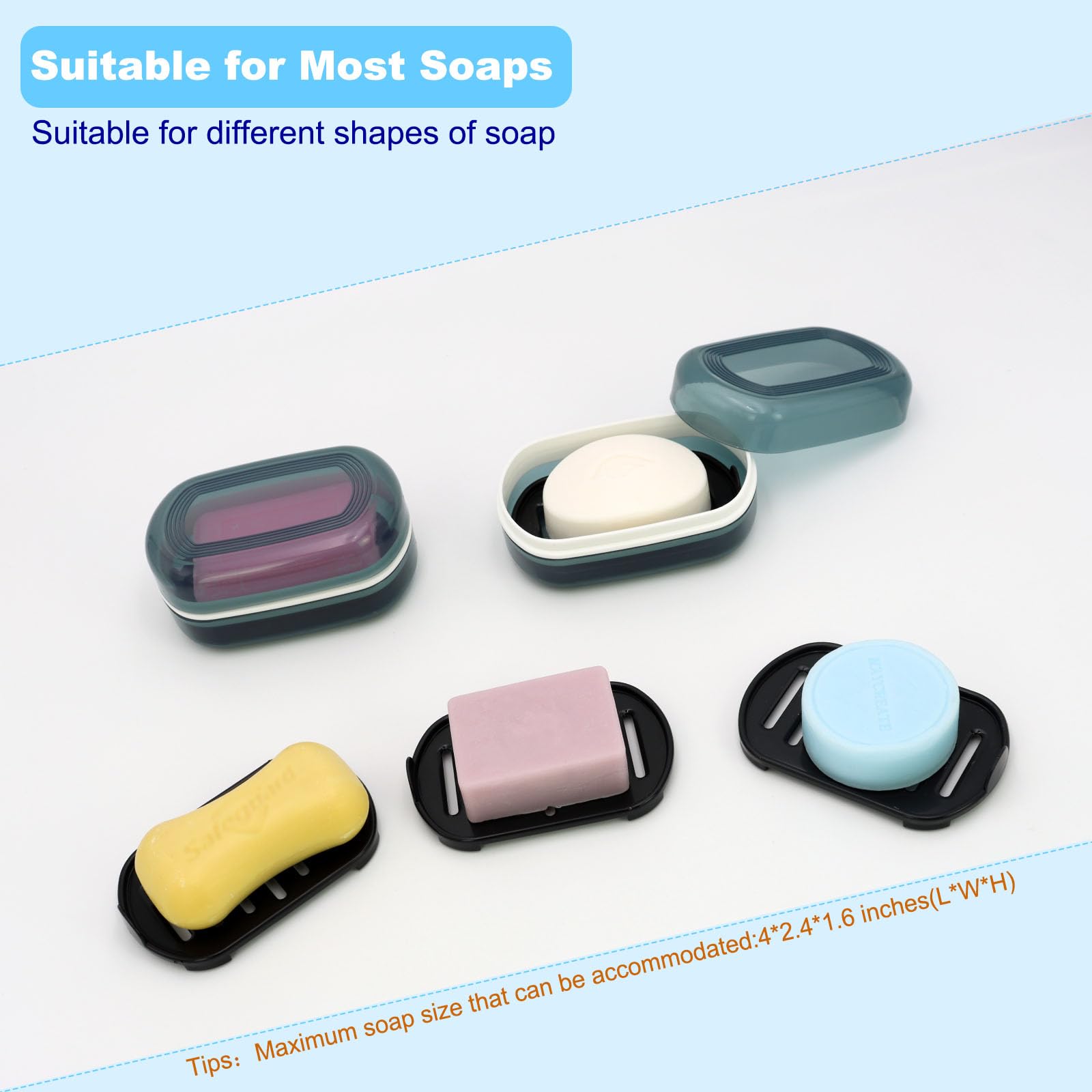 Travel Soap Container, Bar Soap Holder, Portable Soap Case, Soap Dish With Lid For Traveling, Camping, Gym, Bathroom (Blue Style