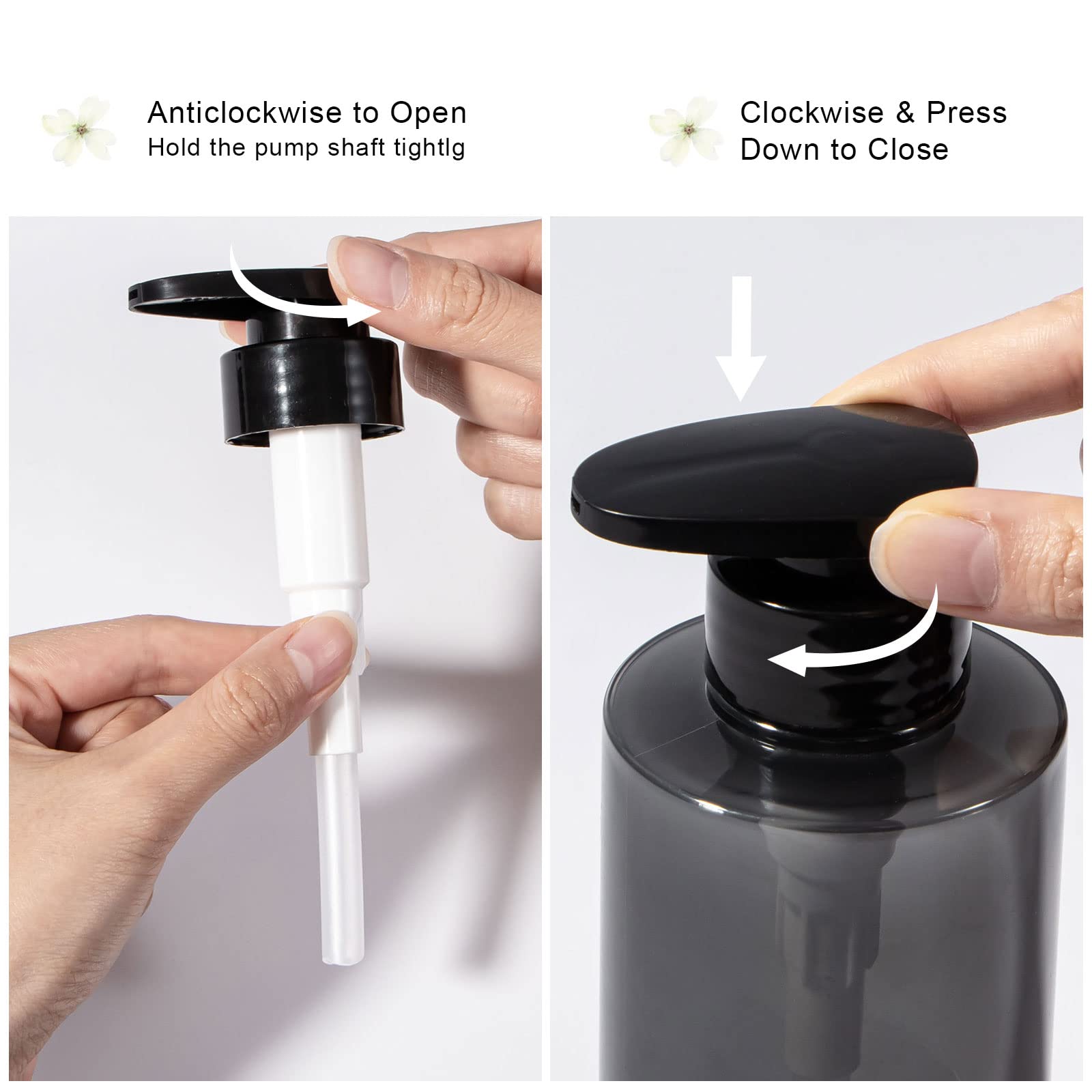 Shampoo Bottles With Pump, Yebeauty 2 Pack Empty Refillable Shower Bottle 10Oz 300Ml Squeeze Lotion Dispenser For Bathroom,Shamp