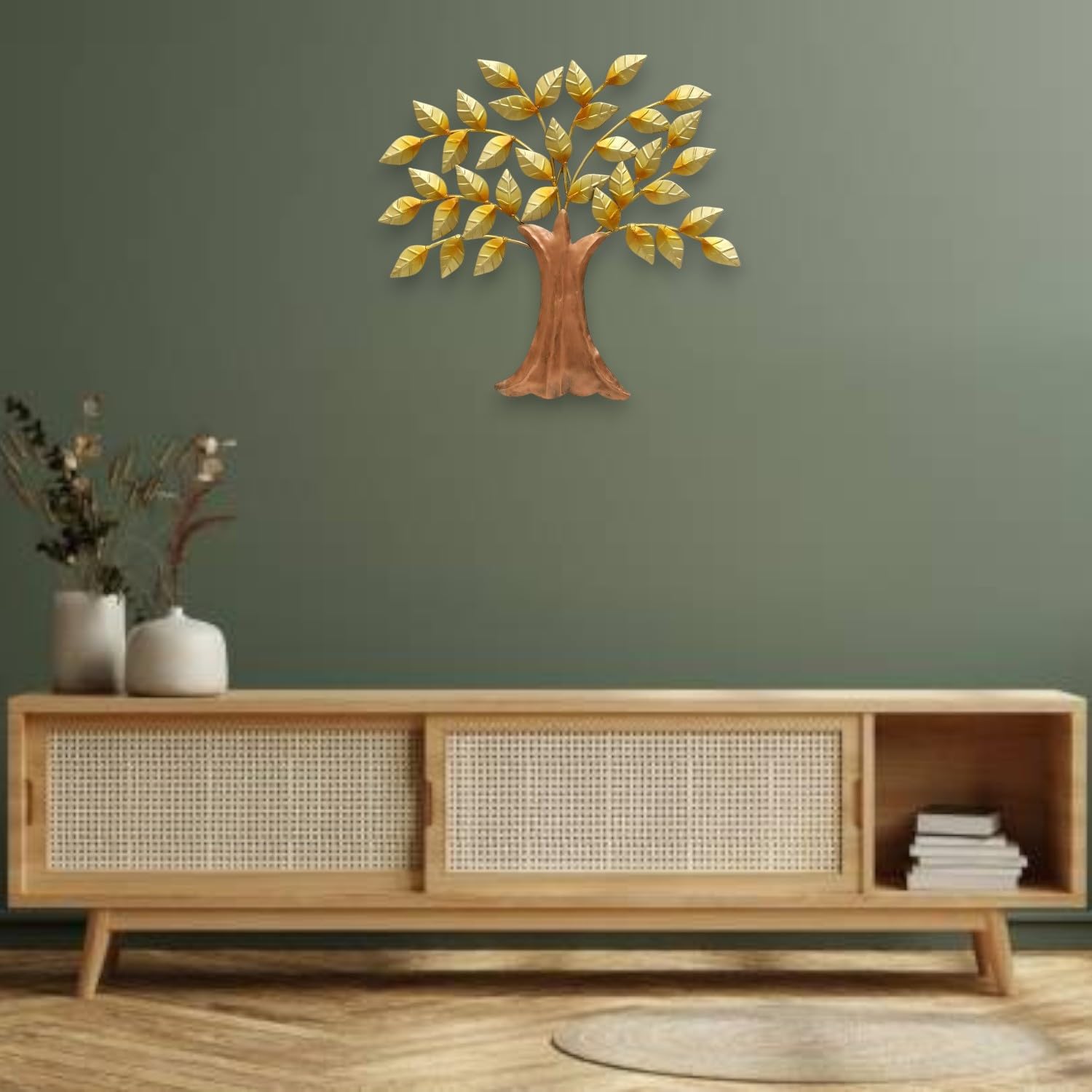 Vedas Reva Metal Contemporary Design Golden Tree Of Wisdom & Life Wall Hanging Art Decor Sculpture Modern Home Office Artwork (S