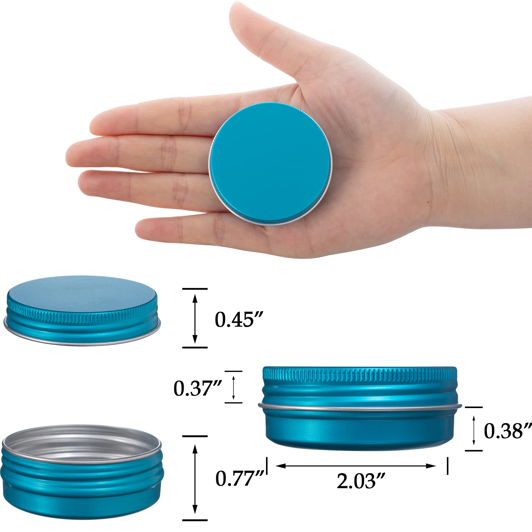 1 Oz / 30Ml Screw Top Aluminum Tin Jar With Screw Lid And Blank Labels (Lake Blue - Pack Of 32)
