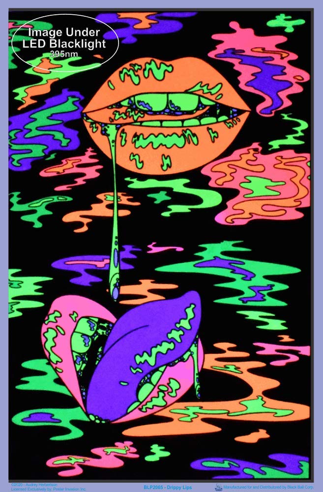 Drippy Lips - By Audrey Herbertson - Laminated Blacklight Poster - 23.5'' X 35.5''