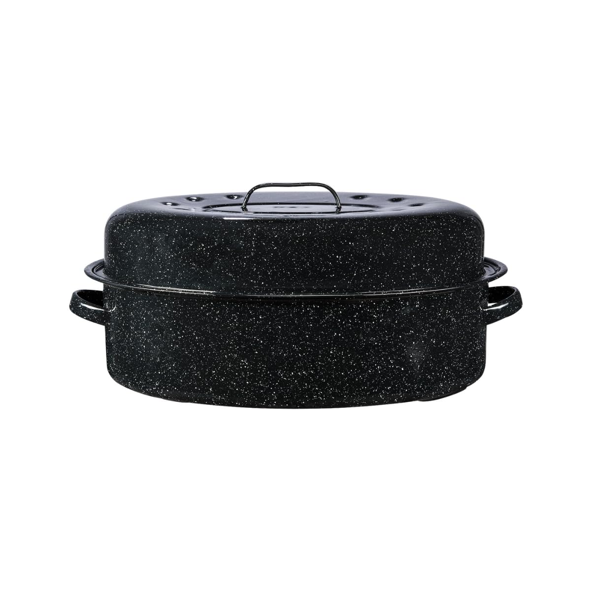 Granite Ware 19-Inch Covered Oval Roaster, 20 Lb Capacity - Enamel Steel Cookware, Dishwasher Safe & PFOA-Free, Even Heat Distri