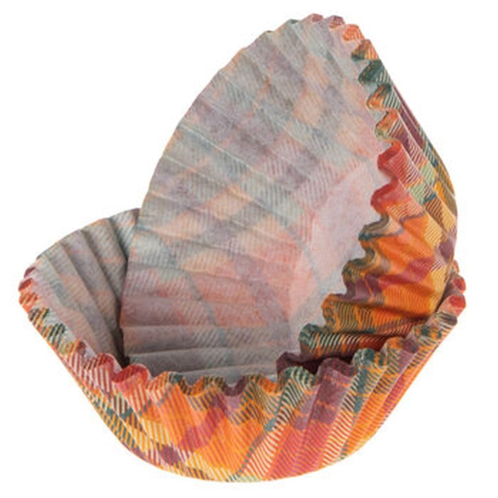 Autumn Plaid Decorative Baking Cups - Patterned Paper Liners For Cupcakes, Muffins (Standard Sized) - 50 Count