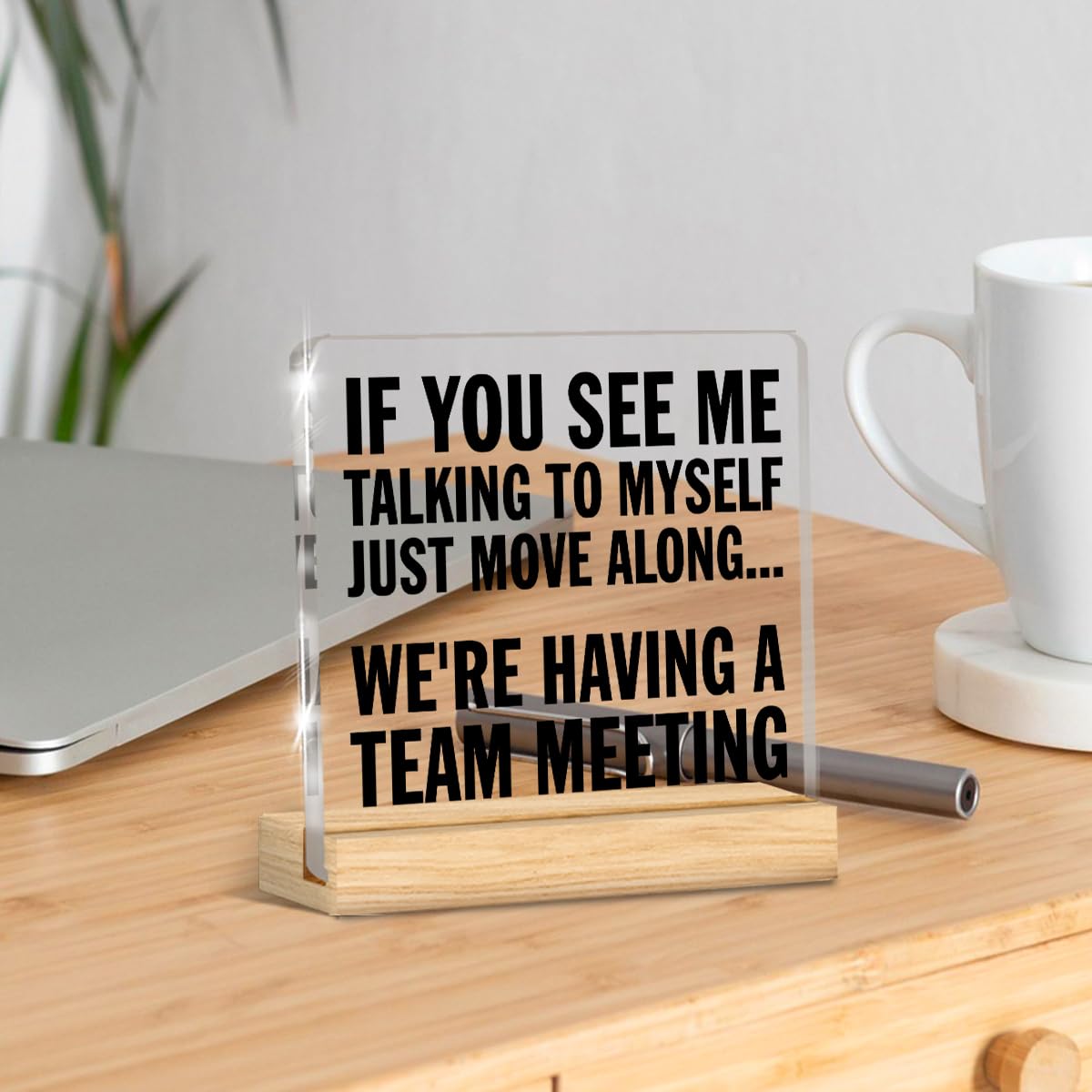 Funny Office Desk Decor If You See Me Talking to Myself Acrylic Desk Decorative Sign Humorous Gifts for Coworkers Teammate Emplo