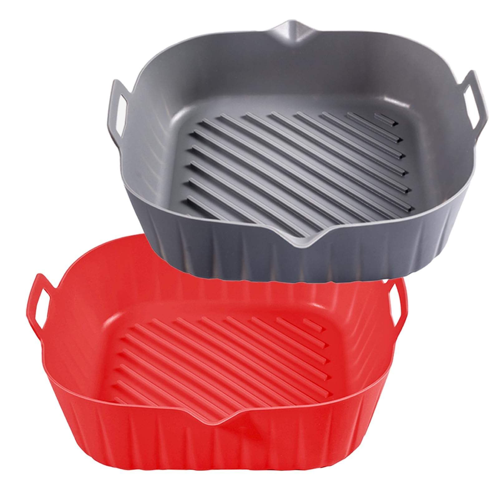 Golden Associate Silicone Liners Square for Air Fryer, 2 Pcs Non-stick Food-grade Reusable Basket Silicone Pot Baking Tray Airfr