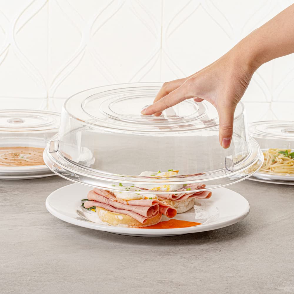 Restaurantware Cater Tek 11 Inch Polycarbonate Plate Cover 1 Shatterproof Dish Cover - Microwavable Endures Up To 210F Clear Pla