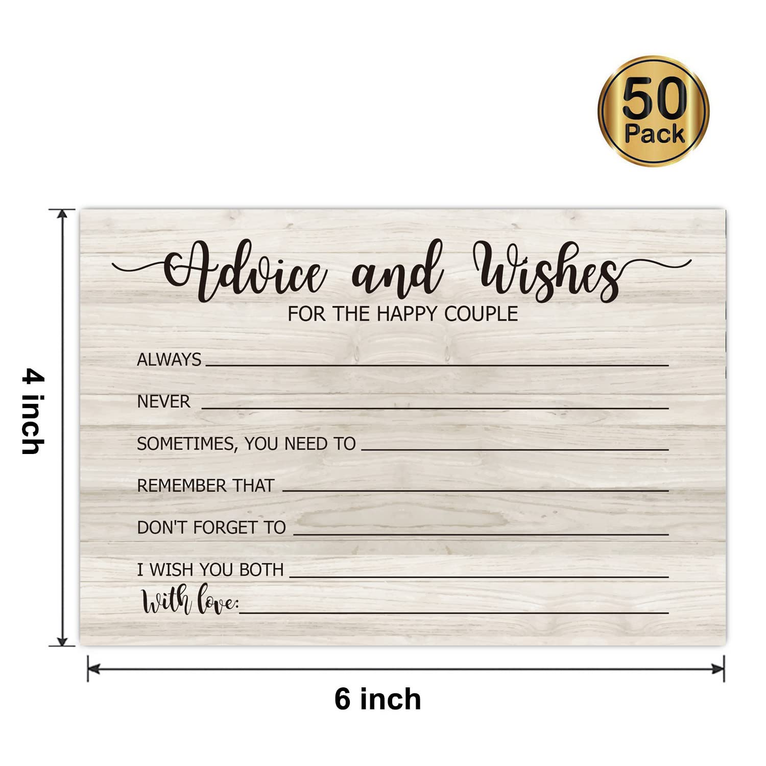 Farhtinanfx 50 Wedding Advice And Wishes Cards, For Bride And Groom Weddings, Brida Shower Activity, Advice And Wishes For The H