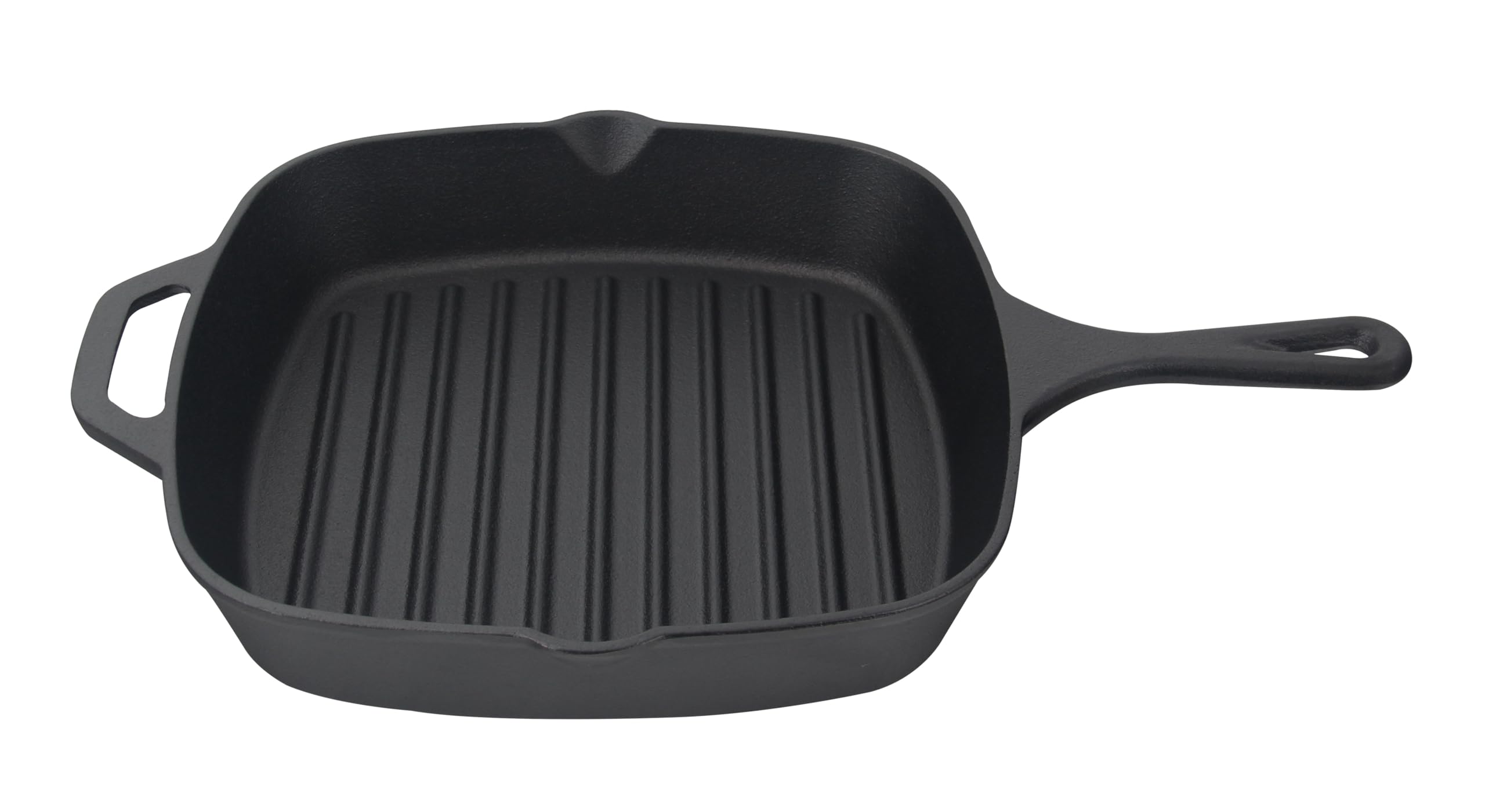 Jim Beam , Pre Seasoned Cast Iron Square Skillet With Ridges, 16'', Black