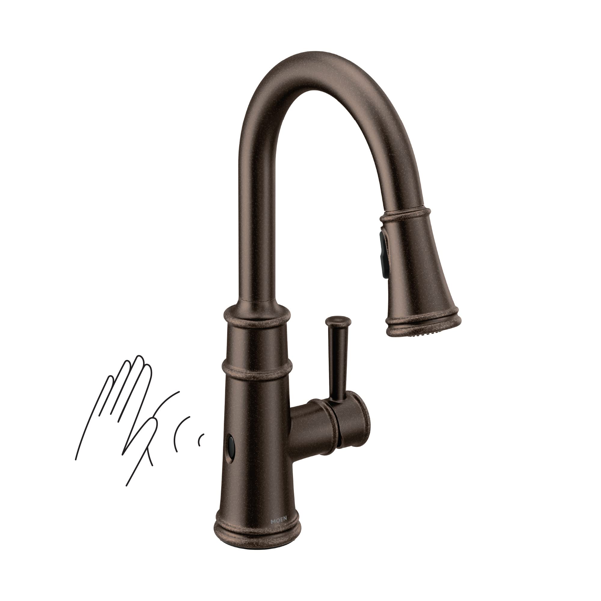 Moen 7260EWORB Belfield Motionsense Wave Sensor Touchless One Handle Pulldown Kitchen Faucet Featuring Power Clean, Oil Rubbed B
