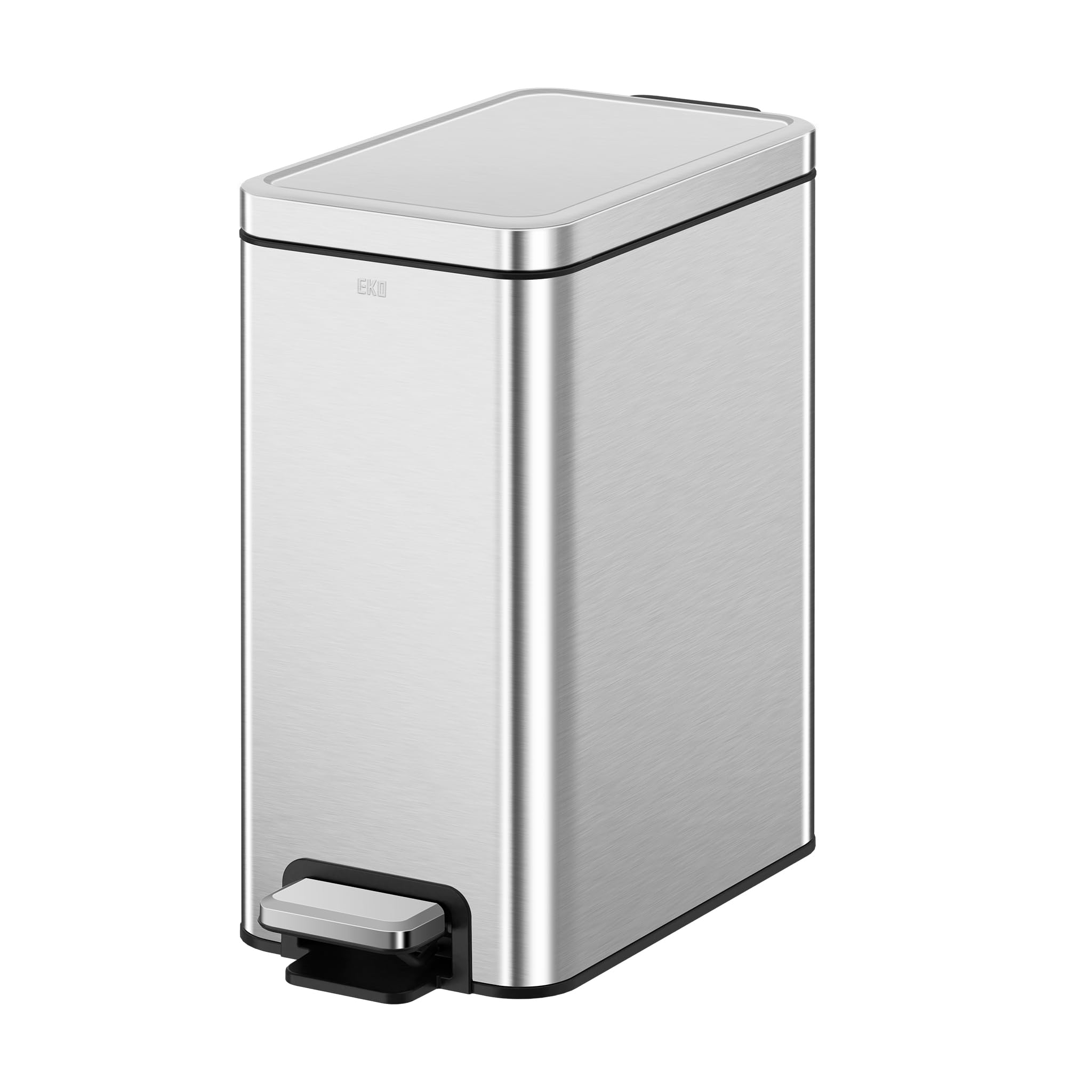 Eko Small Bathroom Trash Can With Lid Soft Close, Step Pedal, 10 Liter / 2.6 Gallon Stainless Steel Garbage Can With Removable I