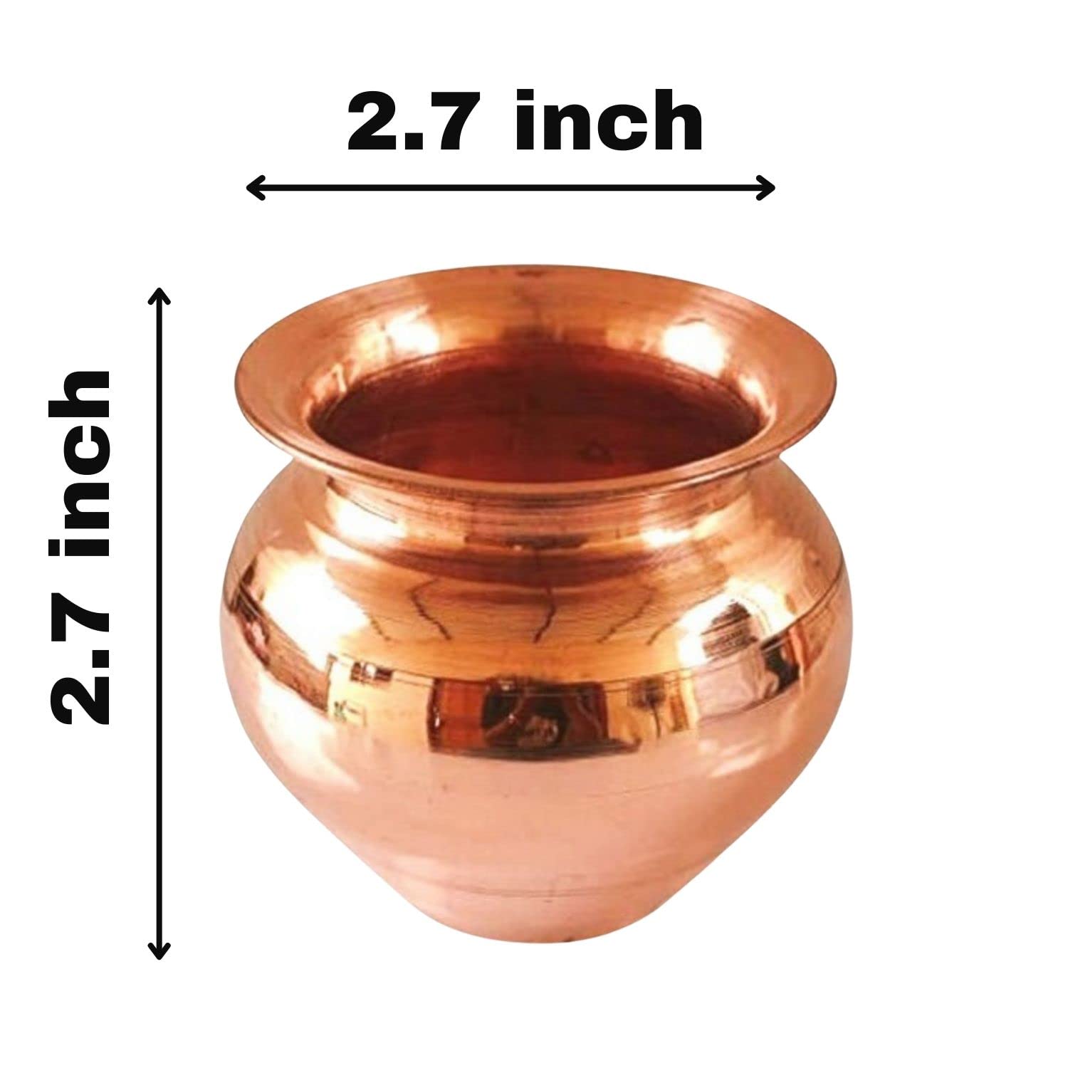 NAISHA Indian 100% Copper Kalash, Lota for Puja Wedding Purpose Temple Decoration 180 ML (7 cm, Height)