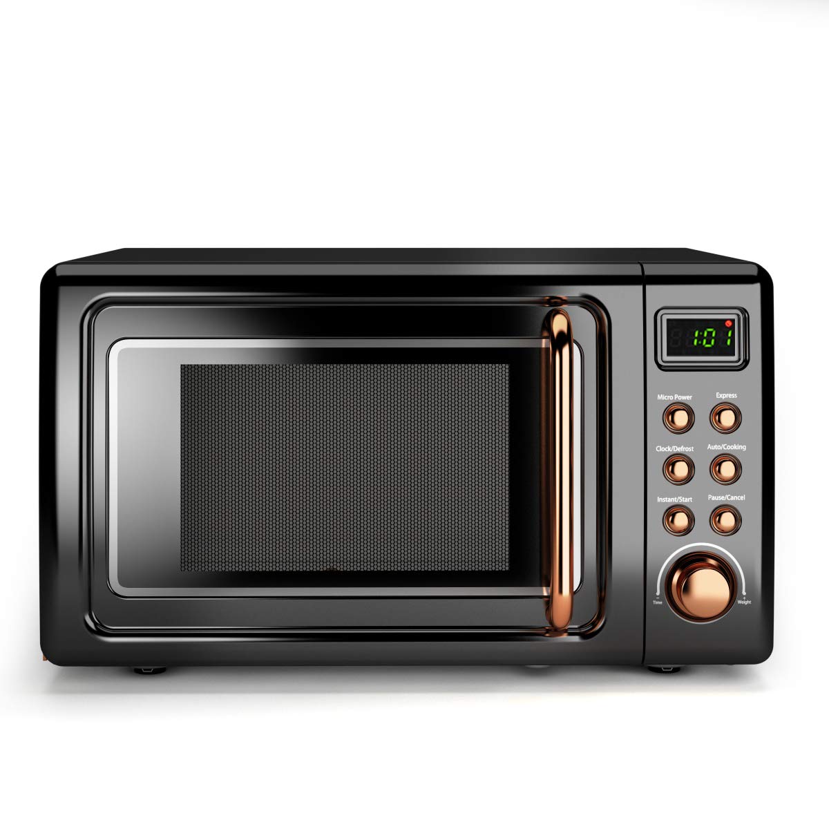 Retro Microwave Oven,Safeplus 0.7Cu.Ft, Countertop 700W Microwaves With Cold Rolled Steel Plate 5 Micro Power Defrost & Auto Coo