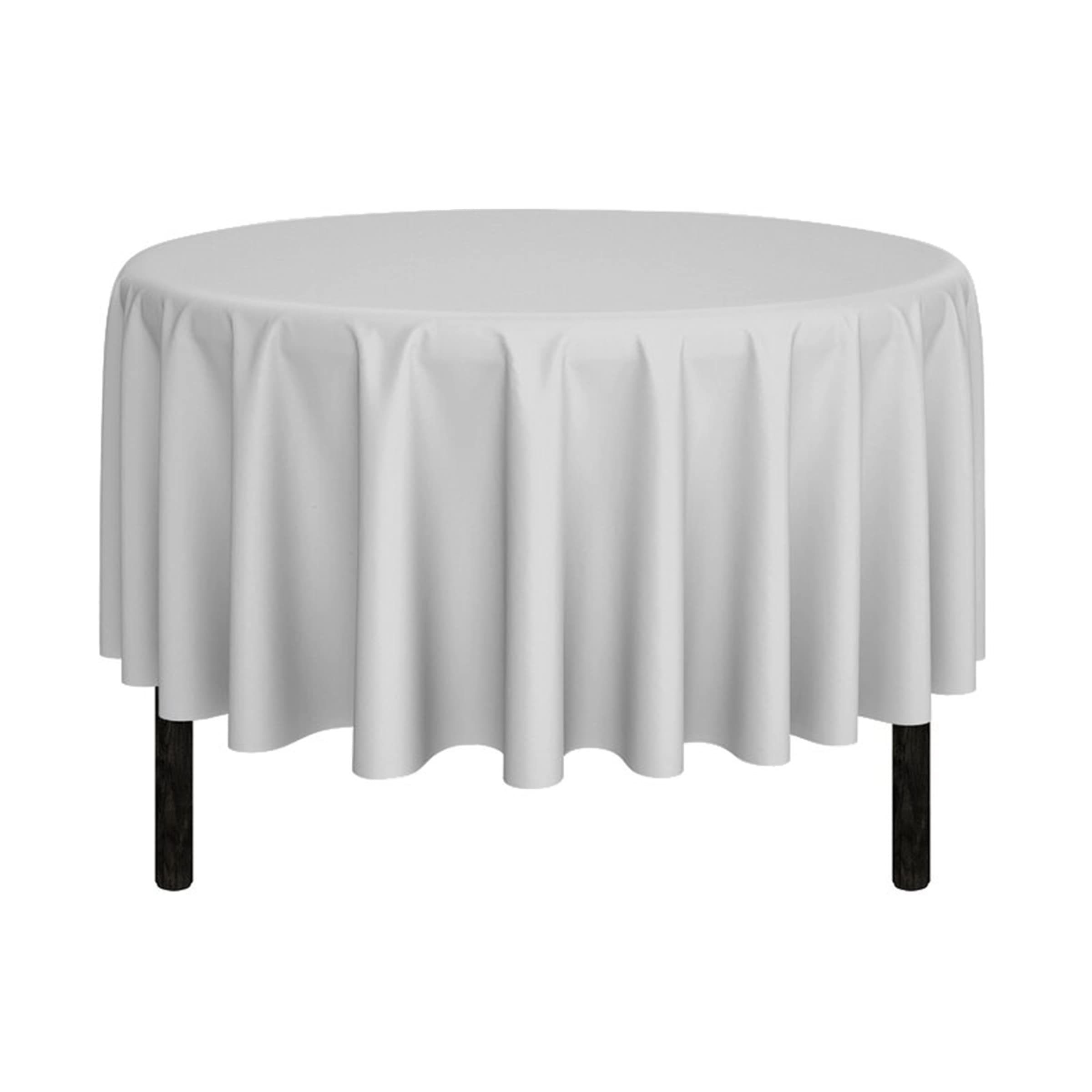 Pomp Silver 90 Round Premium Polyester Tablecloth  Wrinkle  Stain Resistant Easy Care Fabric  Fits 6Ft Rectangle Table