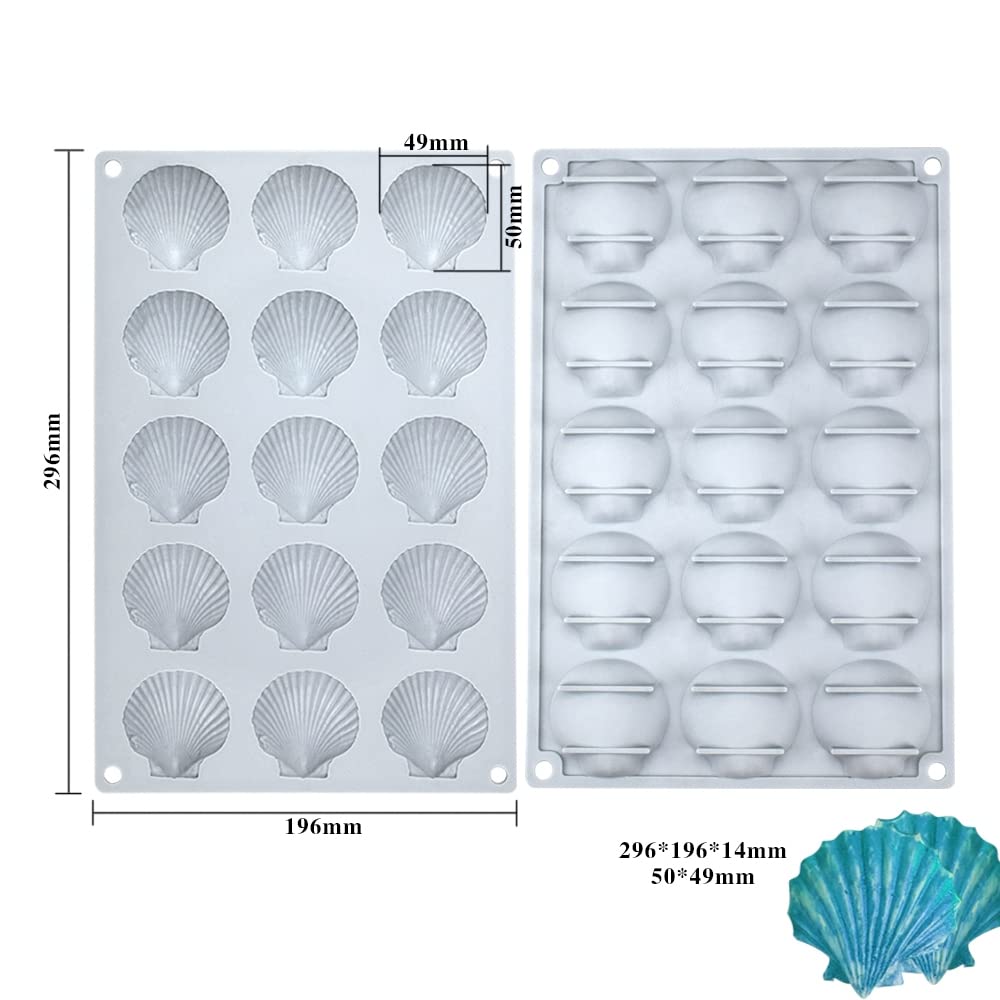 Mostsom Silicone Sea Shell Mold Baking Mould Ice Cube Tray Shell Shape Silicone Mold For Chocolate, Soap, Candle, Fondant Birthd