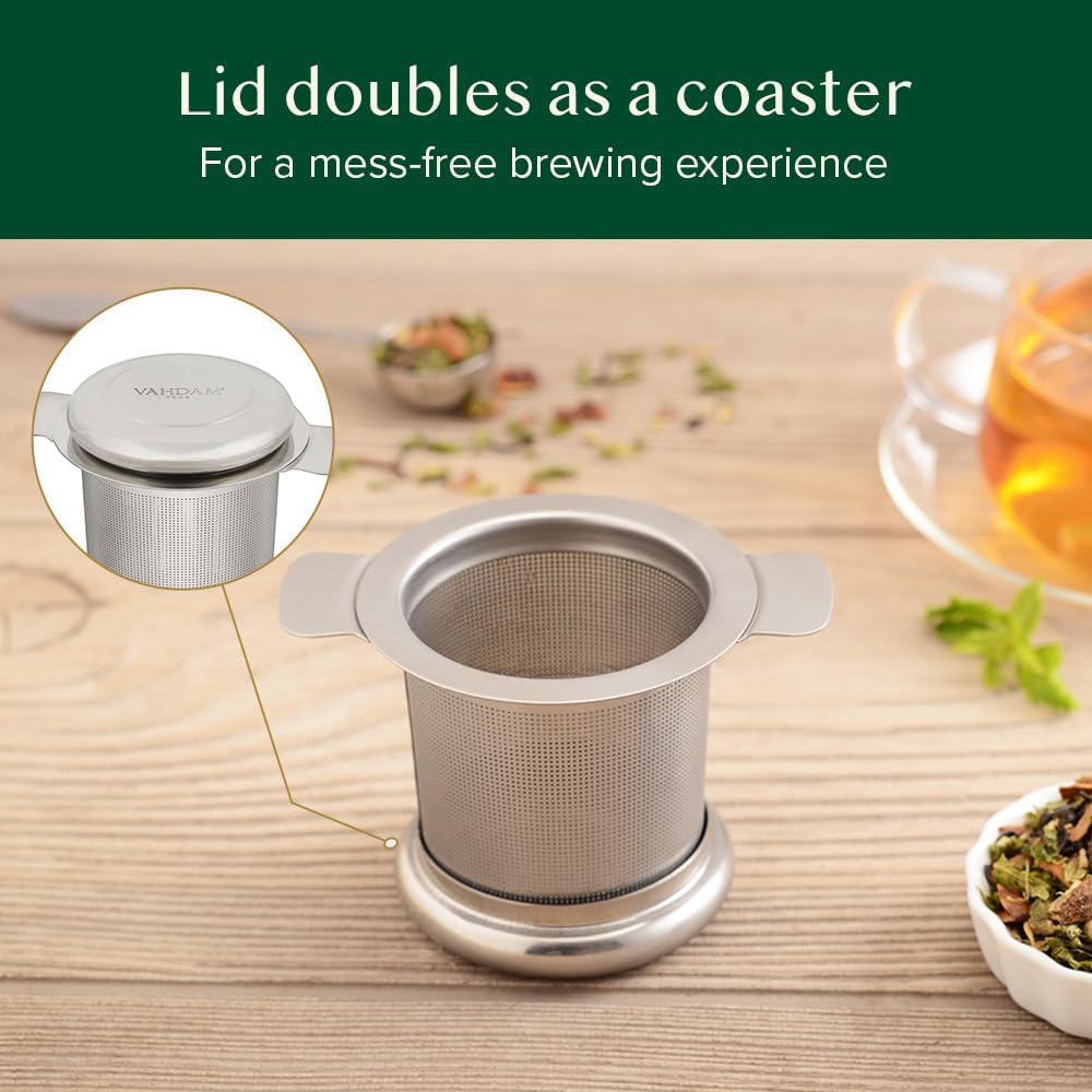 Vahdam, Classic Tea Infuser | Tea Infusers For Loose Tea | 18/8 Stainless Steel Loose Tea Steeper | Best Tea Strainers For Loose