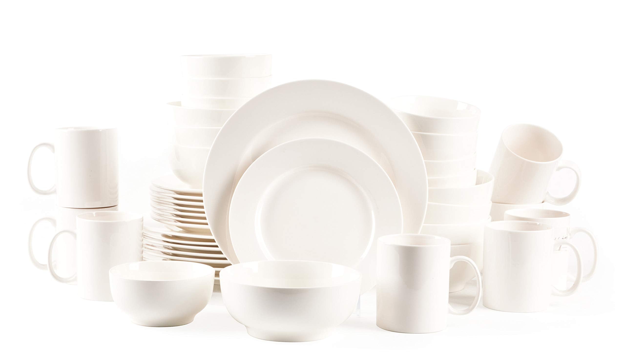 HomeVss, Bone China Rim Shape, Elegance White 40pc Dinnerware Set