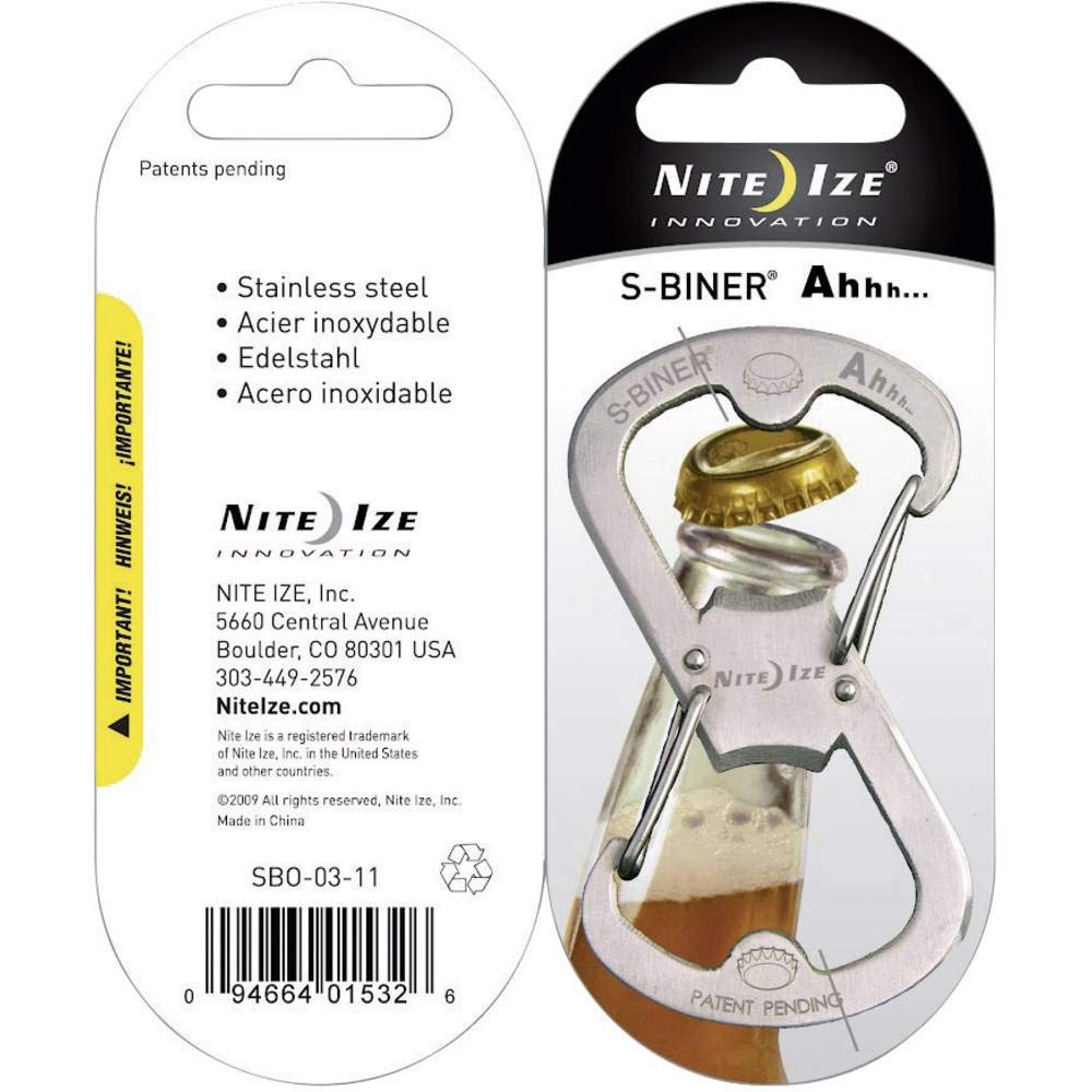 Nite Ize S-Biner Ahhh Bottle Opener - Stainless Steel, Model NI3006, Durable and Versatile Design